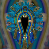 Peacock Spirit © Textile Cocar Wall Art - Size M