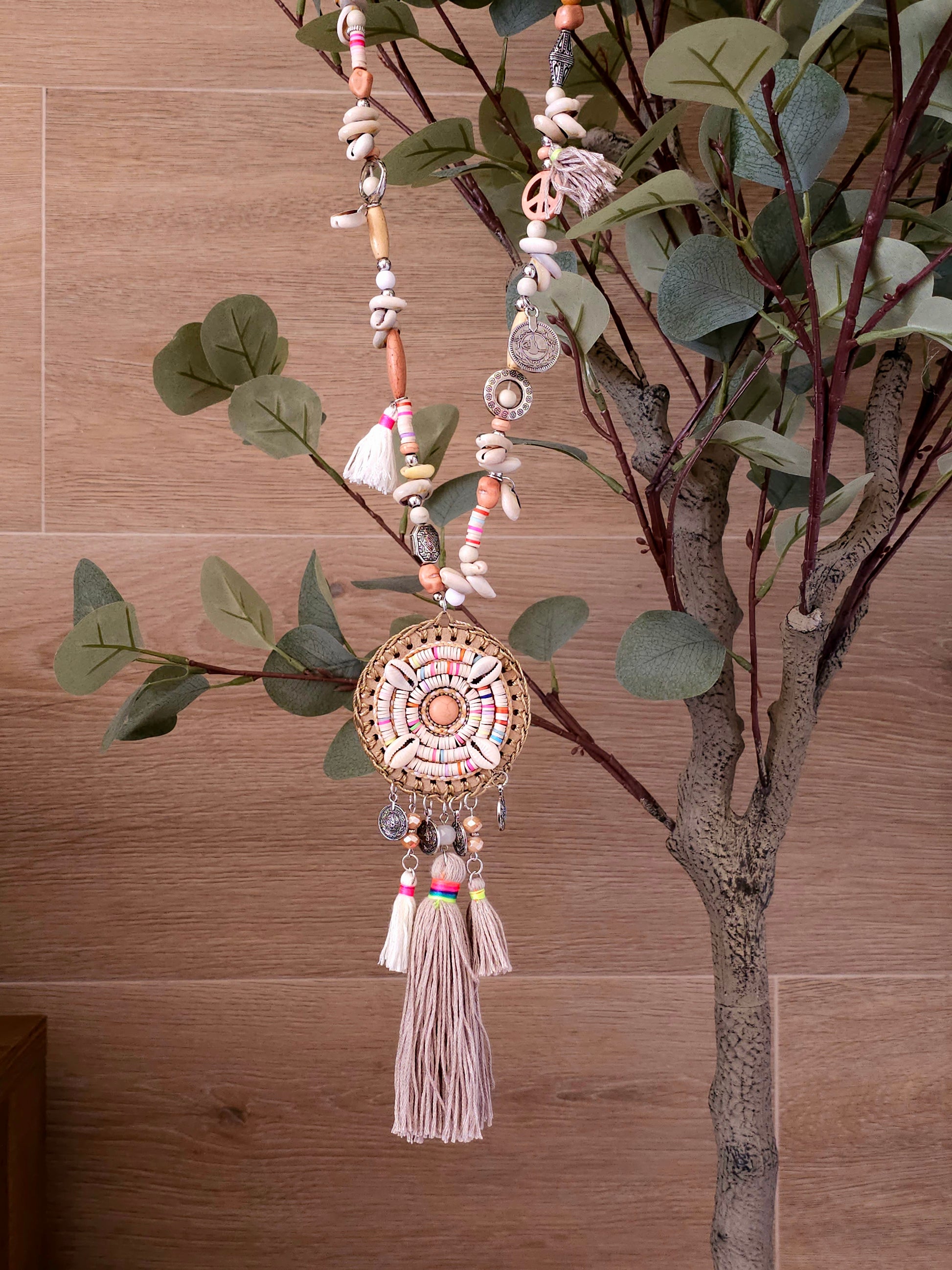 Boho Maxi Free Spirit Necklace with Cowrie Shells and Tassels