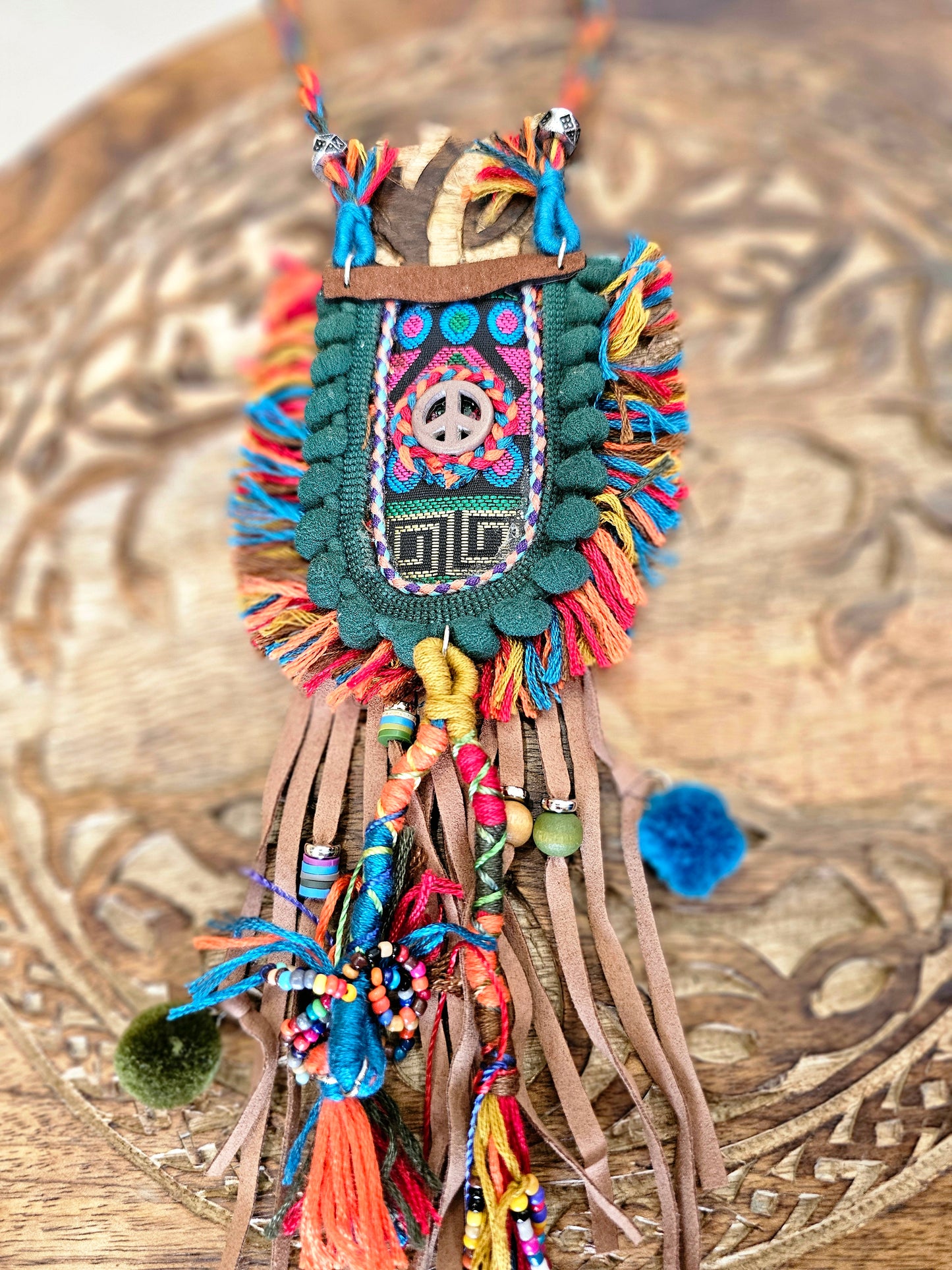 Bohemian Tribal Statement Necklace with Colorful Beads