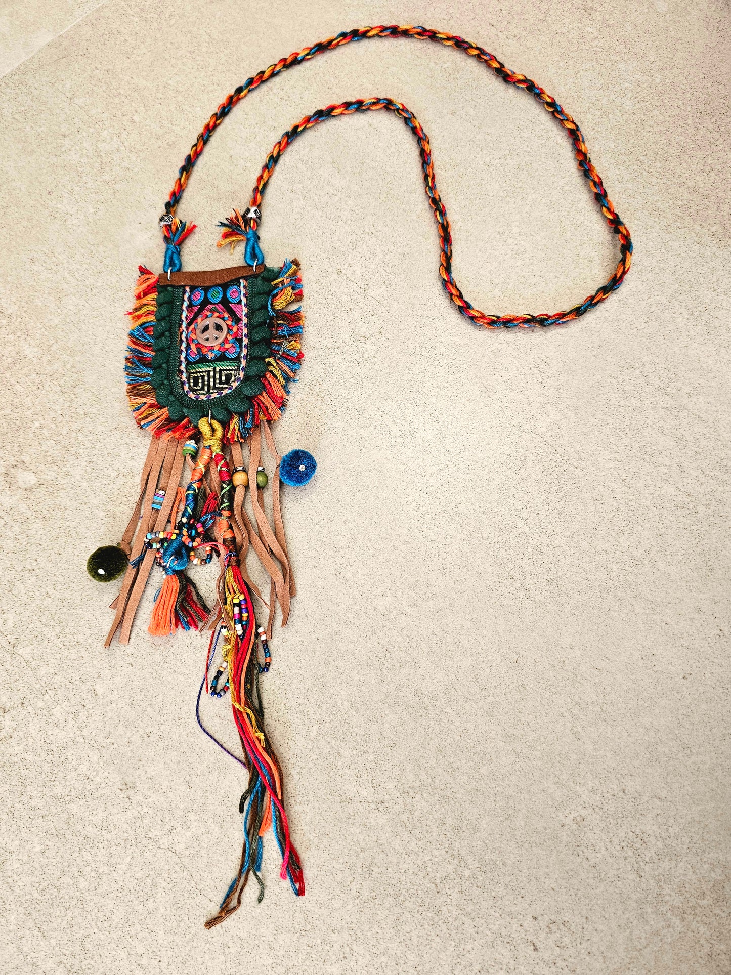 Bohemian Tribal Statement Necklace with Colorful Beads