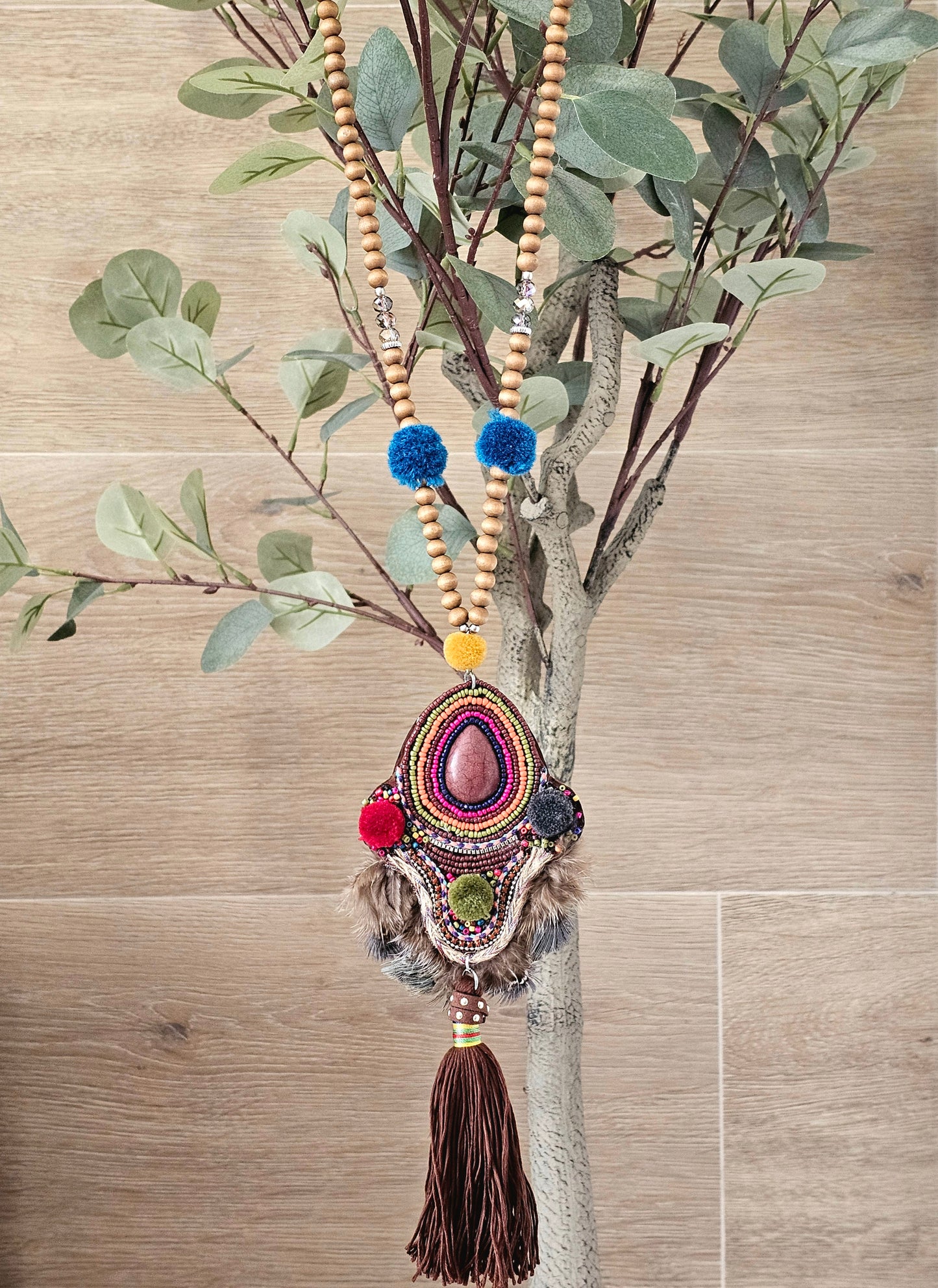 Bohemian Spirit Necklace with Colorful Beaded Pendant