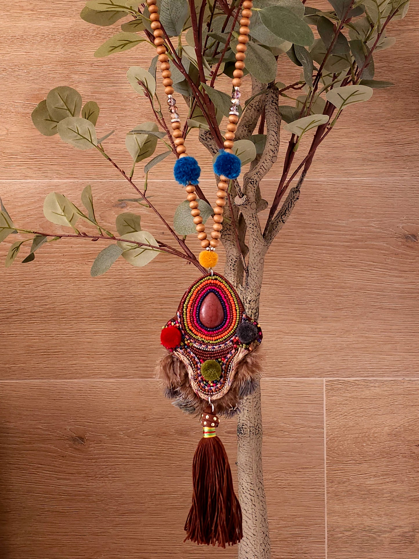 Bohemian Spirit Necklace with Colorful Beaded Pendant