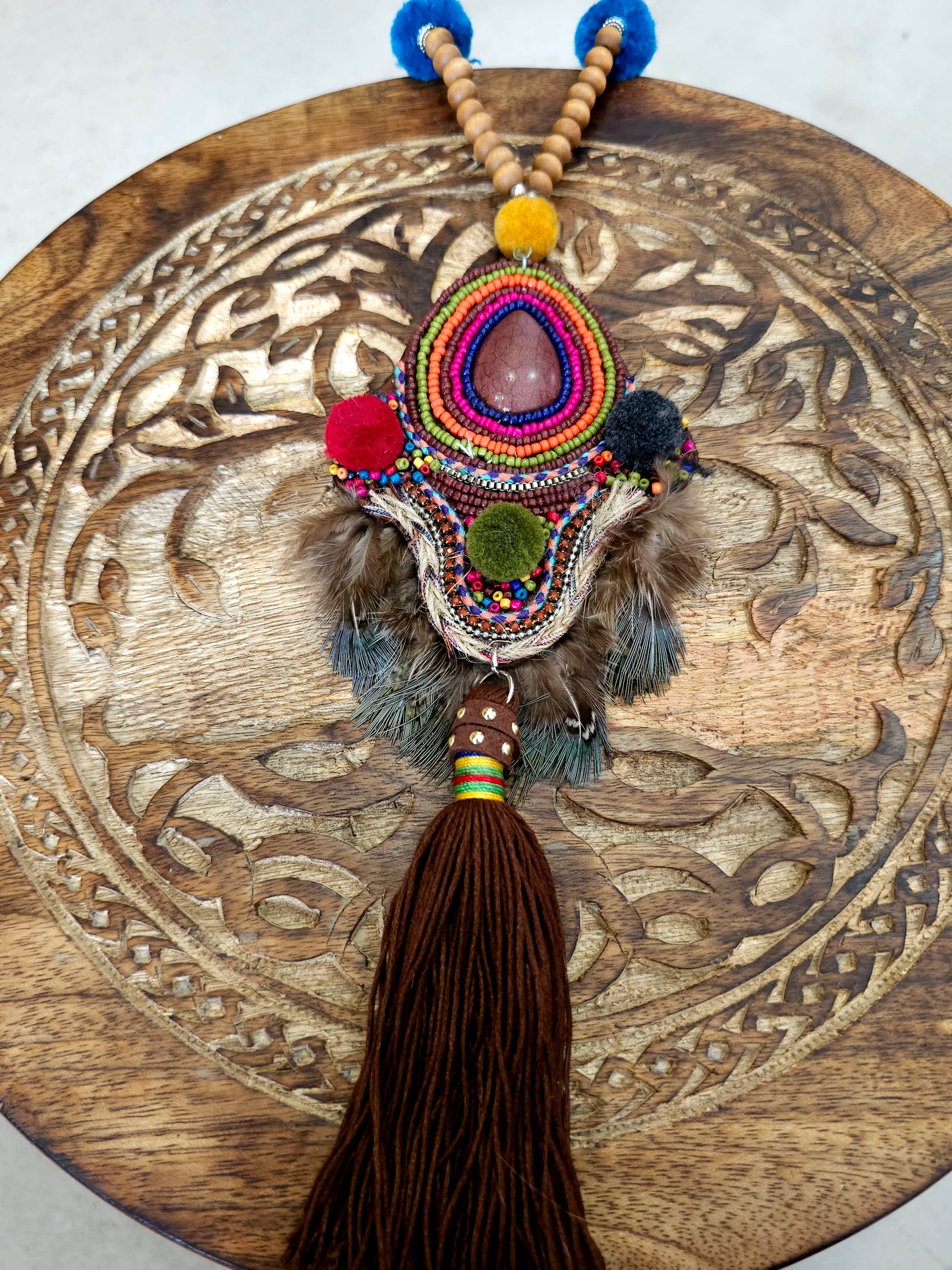 Bohemian Spirit Necklace with Colorful Beaded Pendant