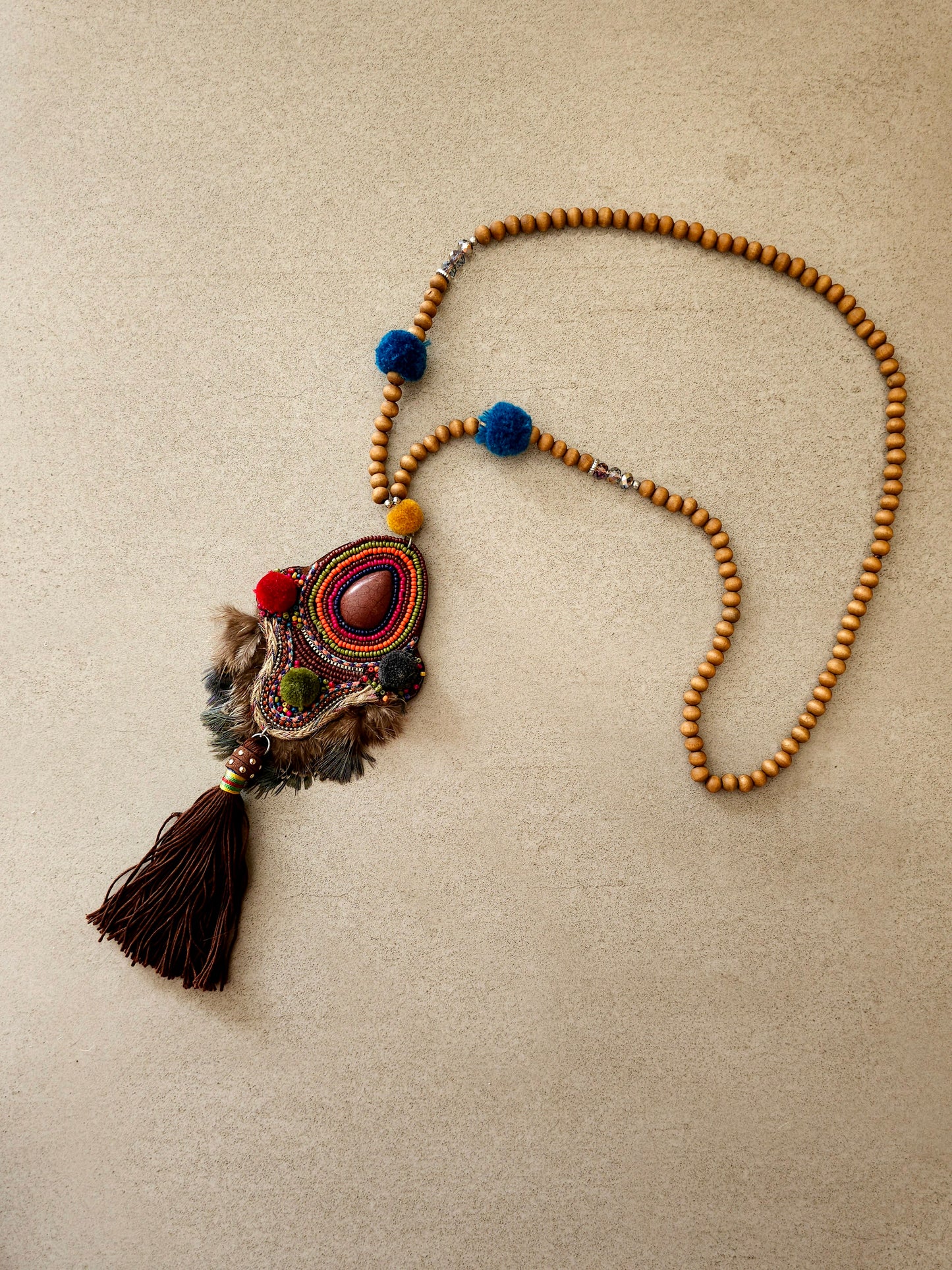 Bohemian Spirit Necklace with Colorful Beaded Pendant