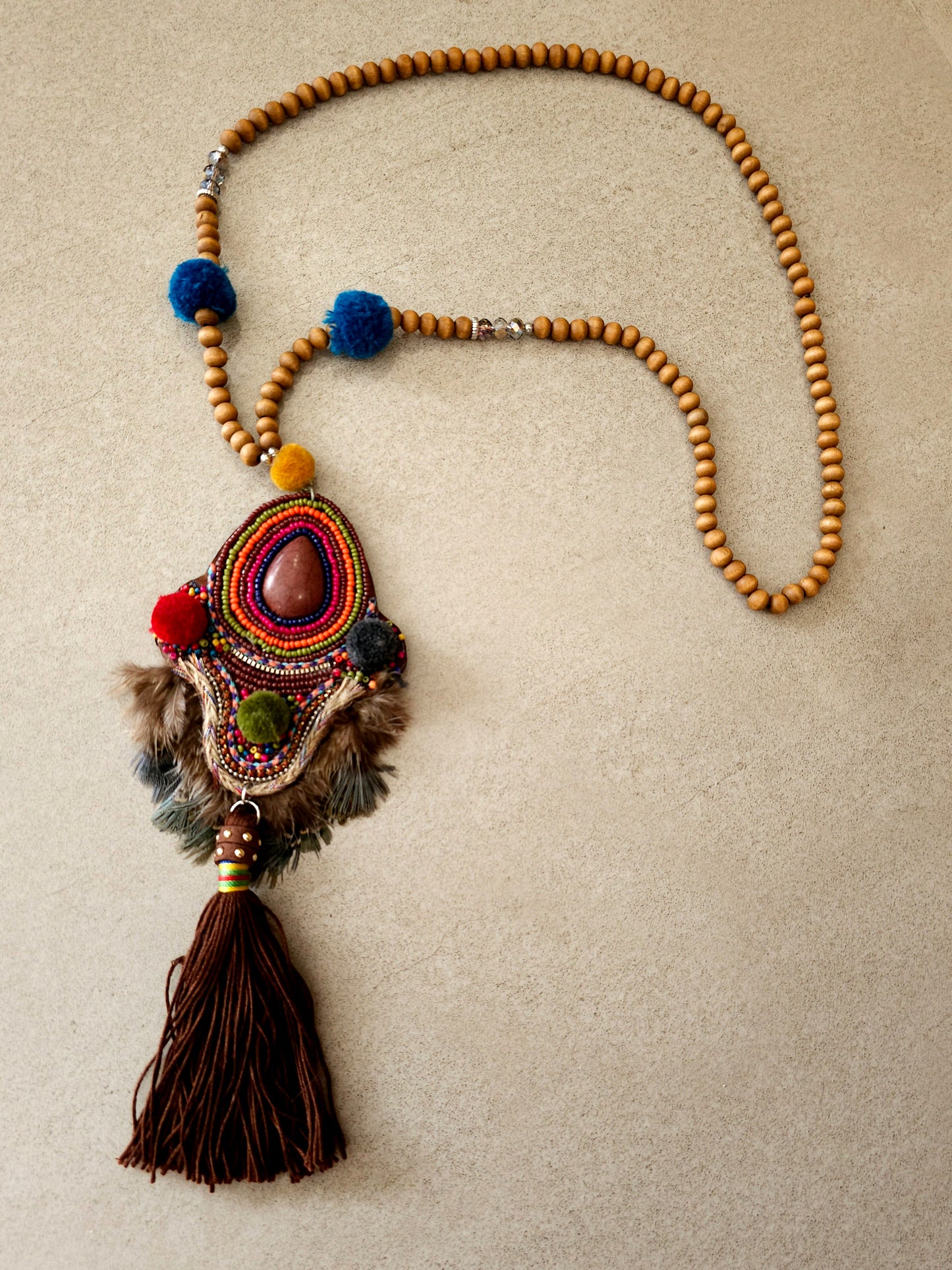 Bohemian Spirit Necklace with Colorful Beaded Pendant