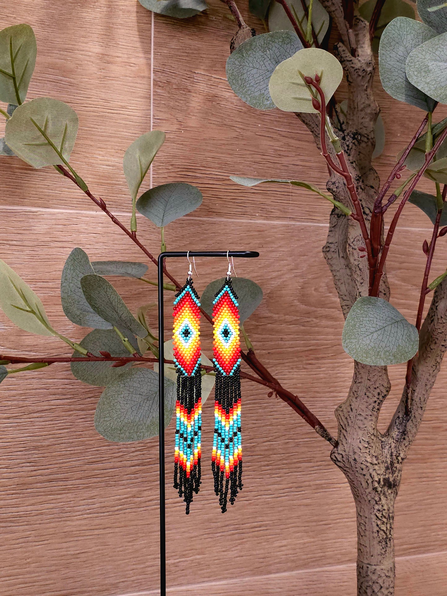 Sunset Earrings with Colorful Cascading Fringe Design