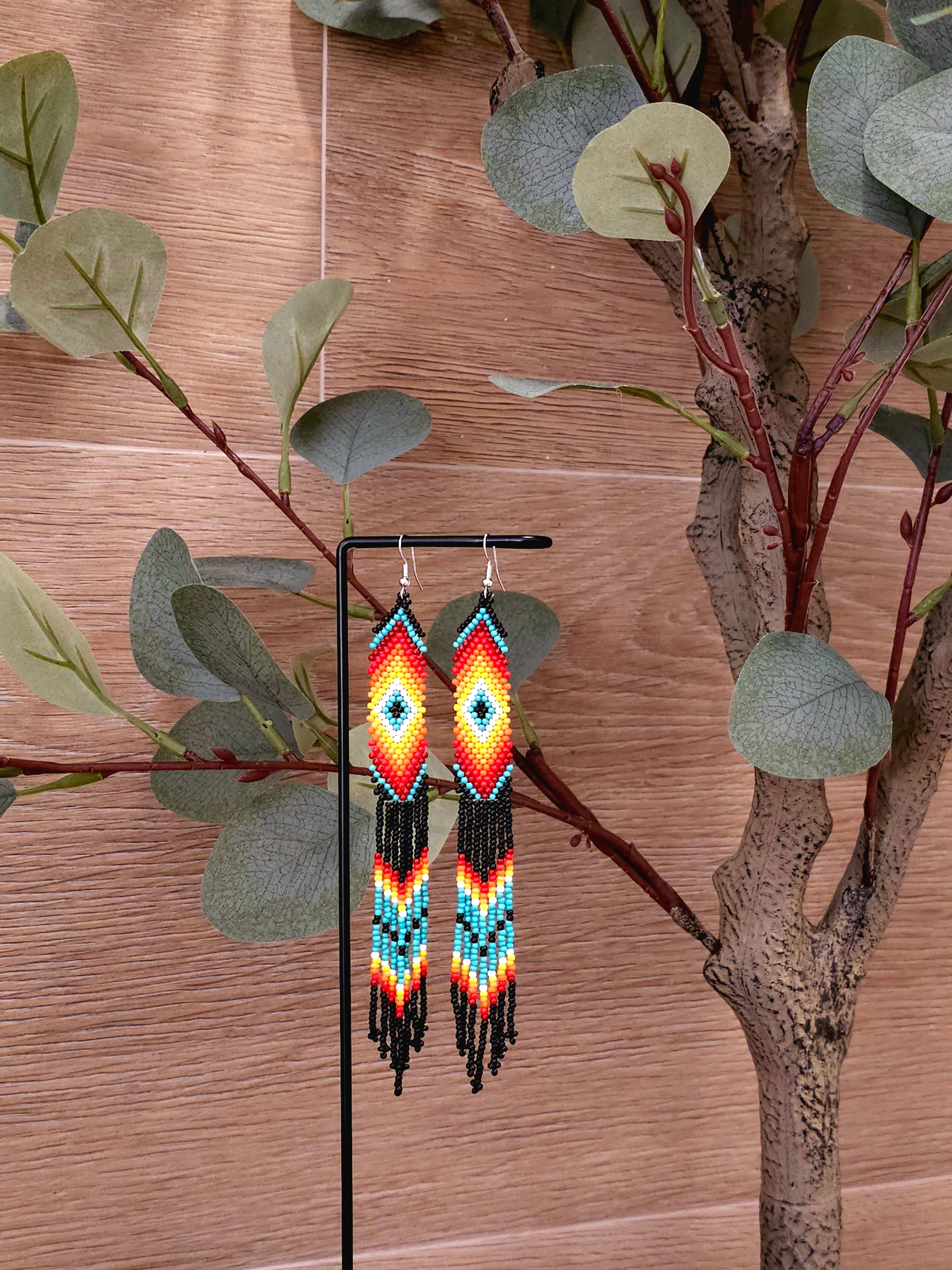 Sunset Earrings with Colorful Cascading Fringe Design