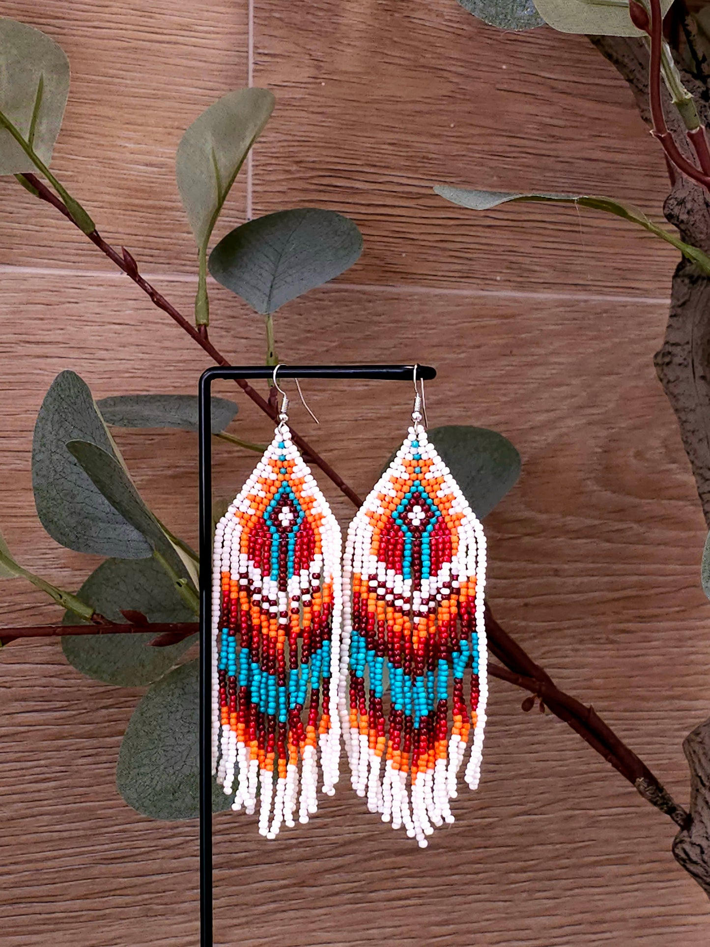 Radiant Cascade Earrings with Colorful Beads and Fringe