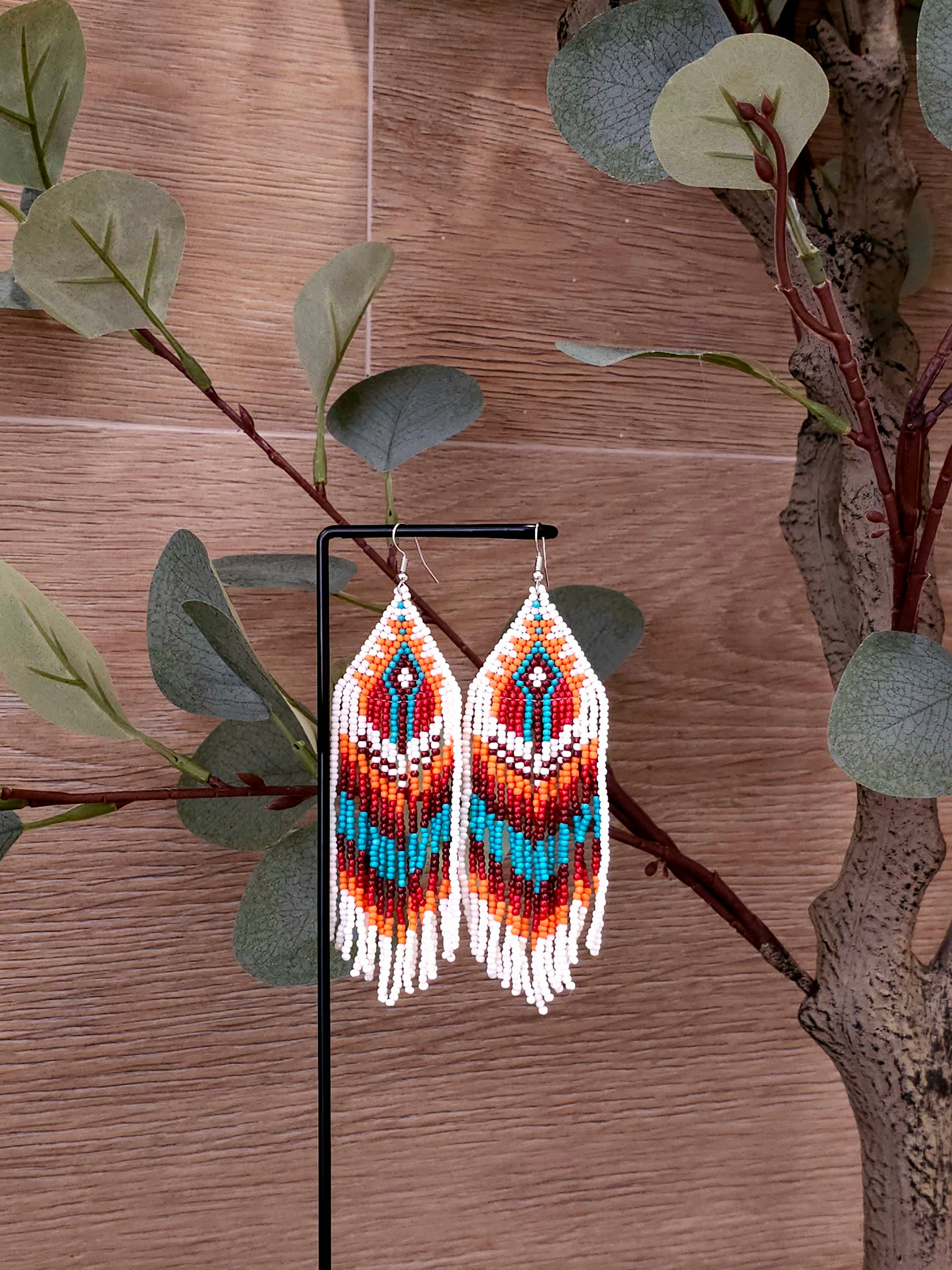 Radiant Cascade Earrings with Colorful Beads and Fringe
