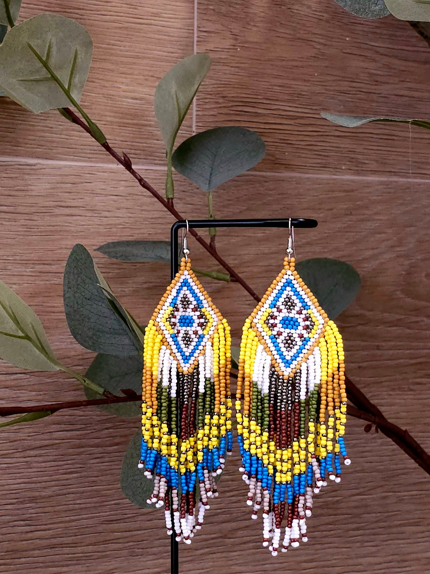 Sunburst Cascade Earrings with Colorful Beads and Fringe