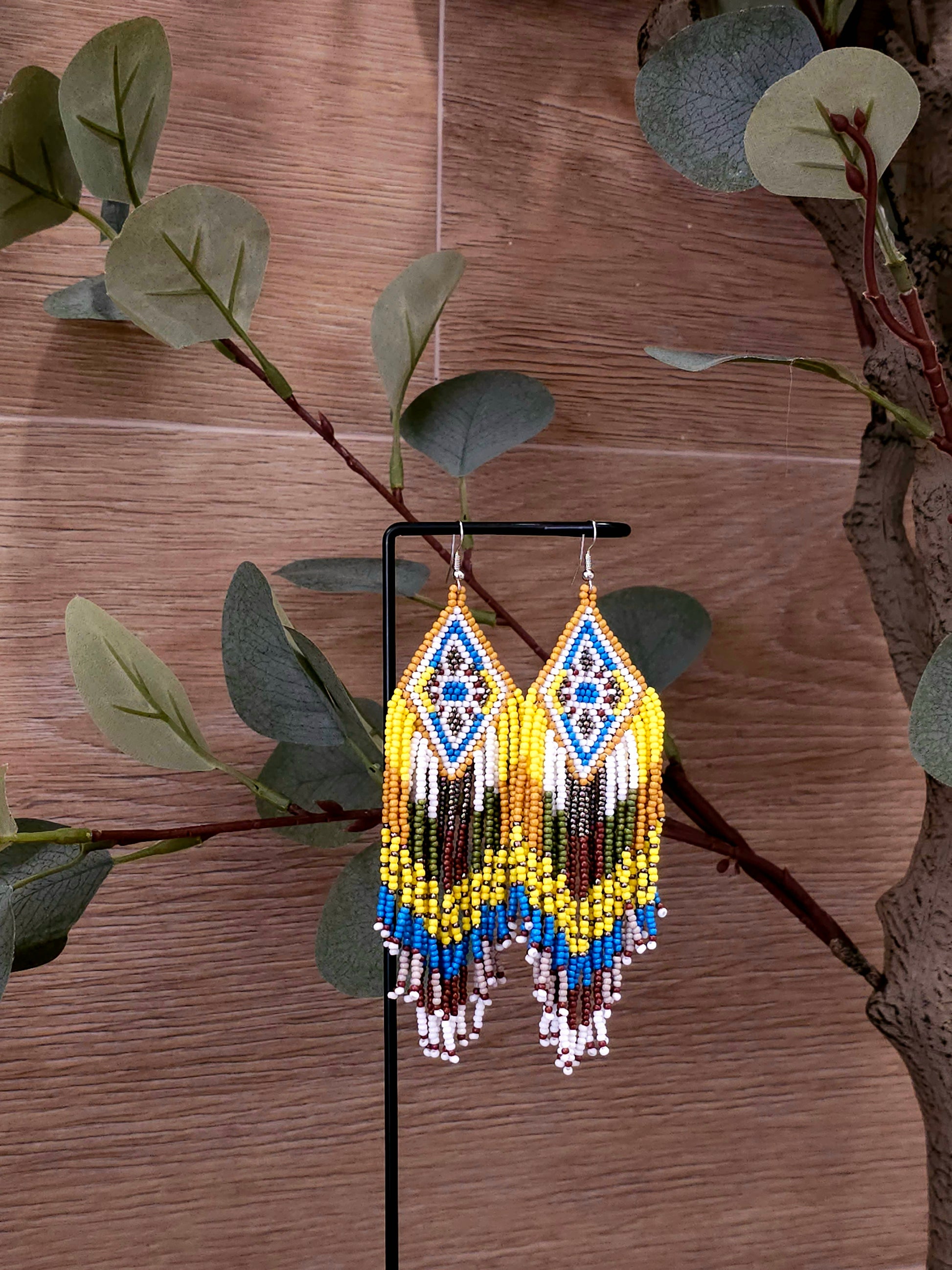 Sunburst Cascade Earrings with Colorful Beads and Fringe