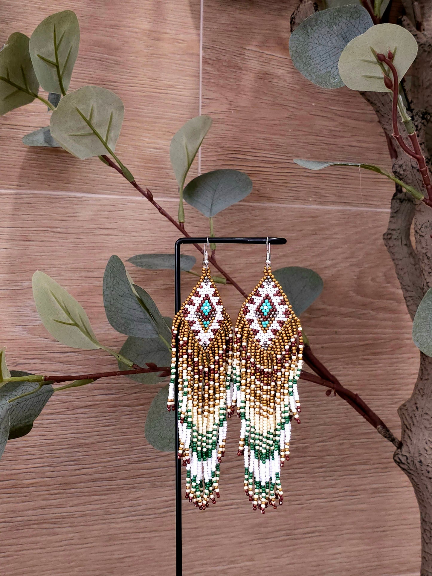Golden Forest Handcrafted Beaded Tribal Earrings