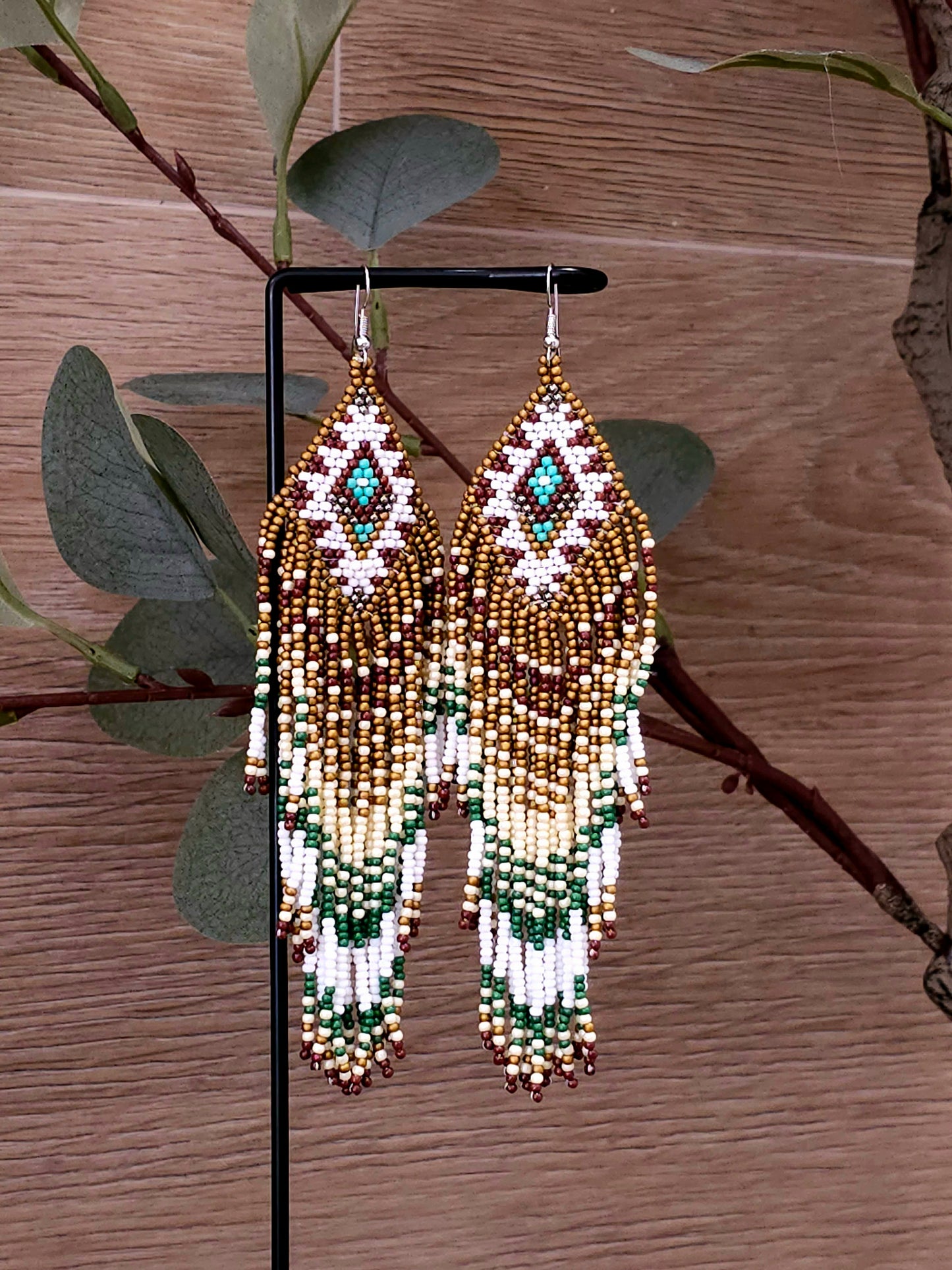 Golden Forest Handcrafted Beaded Tribal Earrings