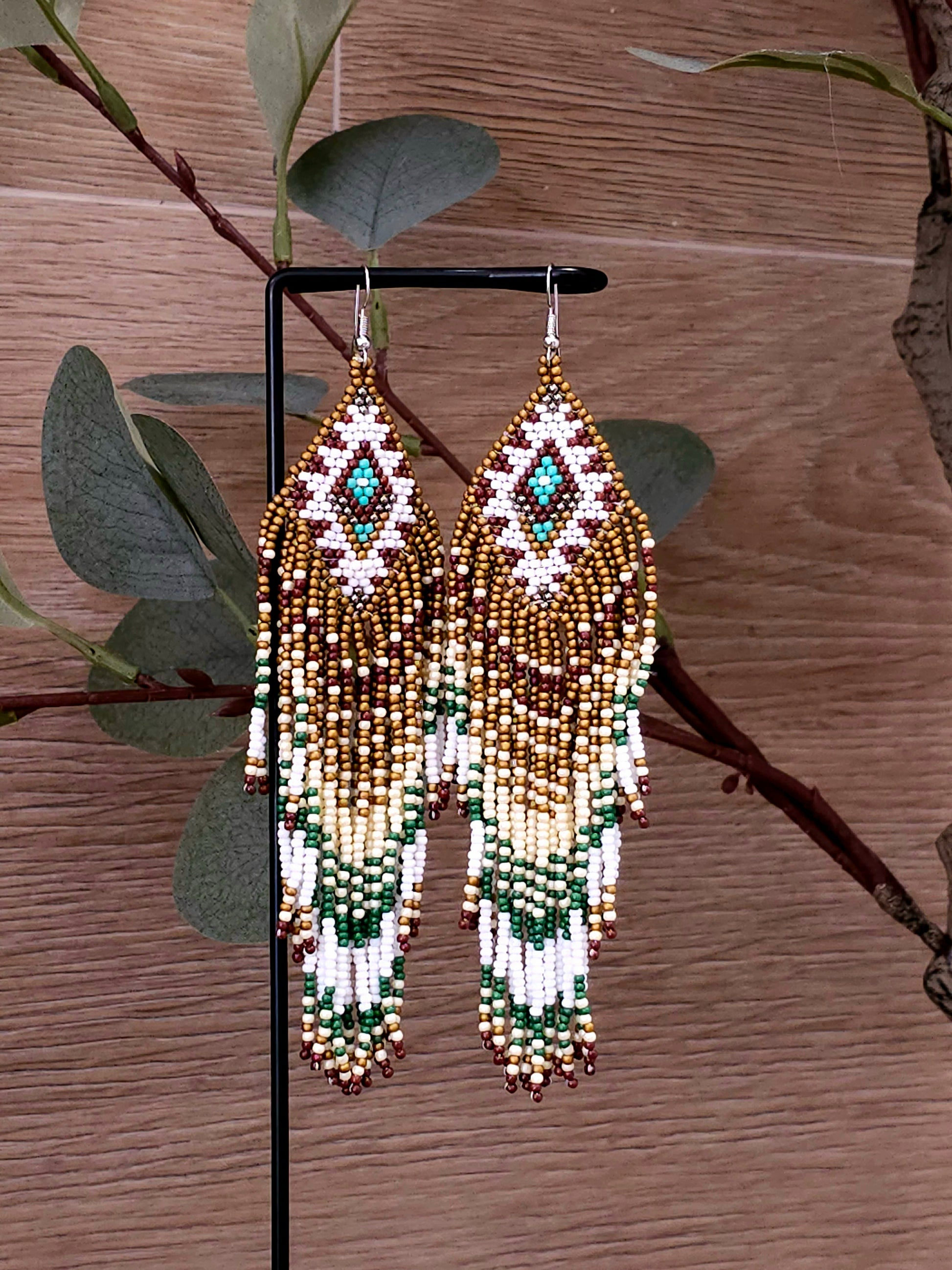 Golden Forest Handcrafted Beaded Tribal Earrings