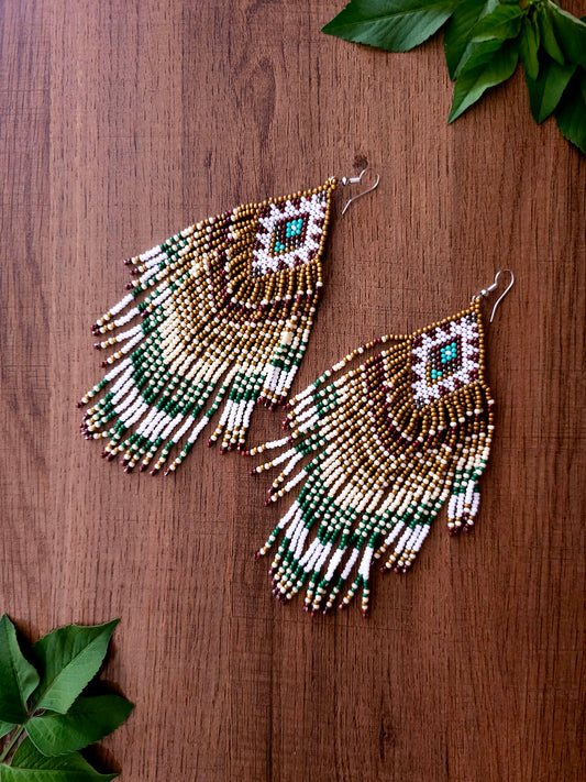 Golden Forest Handcrafted Beaded Tribal Earrings