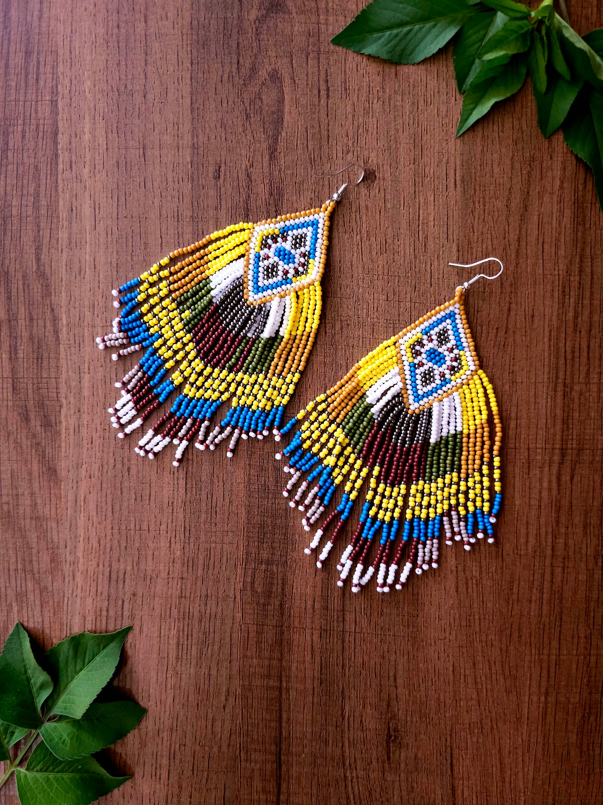 Sunburst Cascade Earrings with Colorful Beads and Fringe