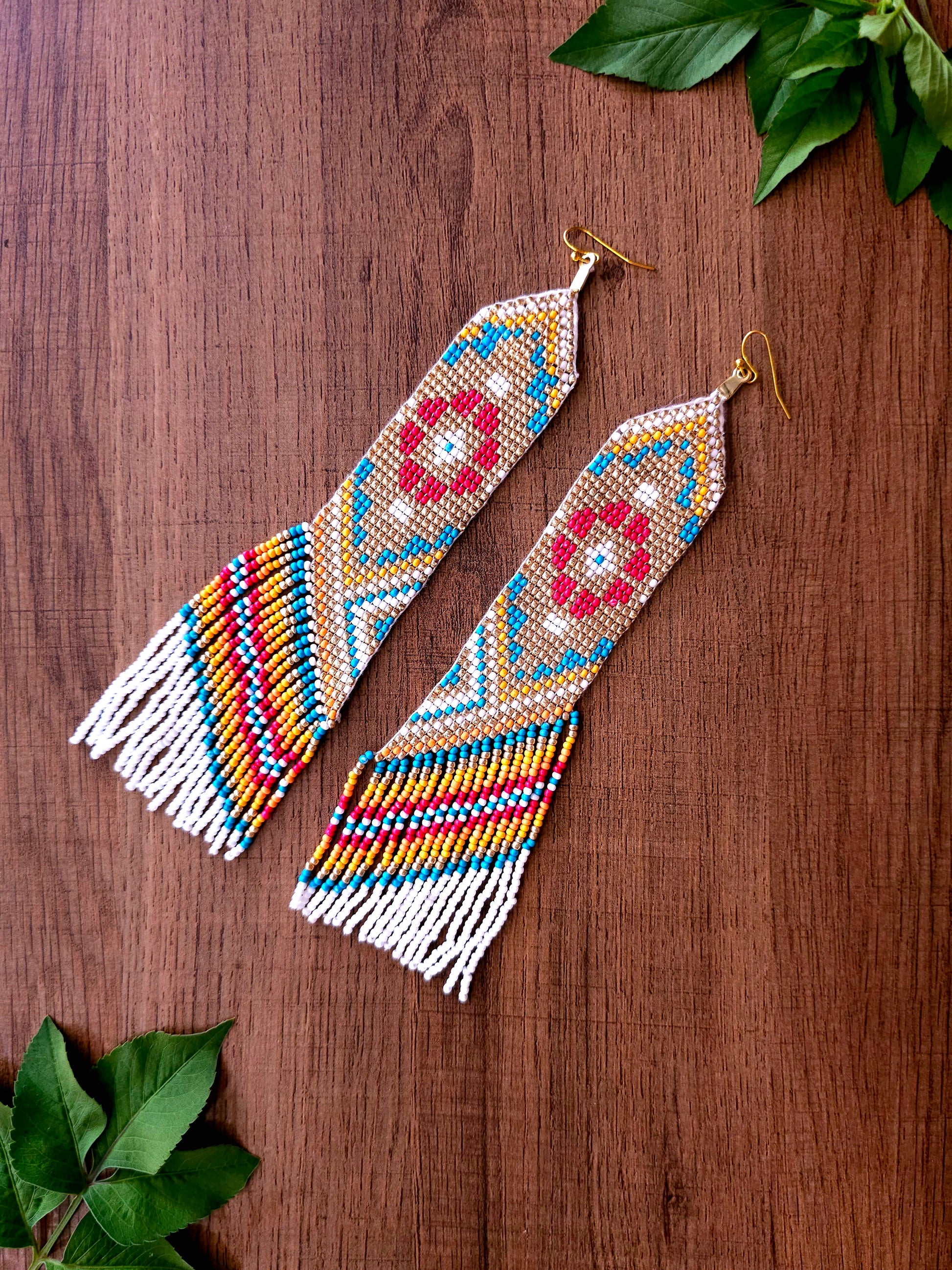 Desert Blossom Earrings with Floral Design and Bead Details