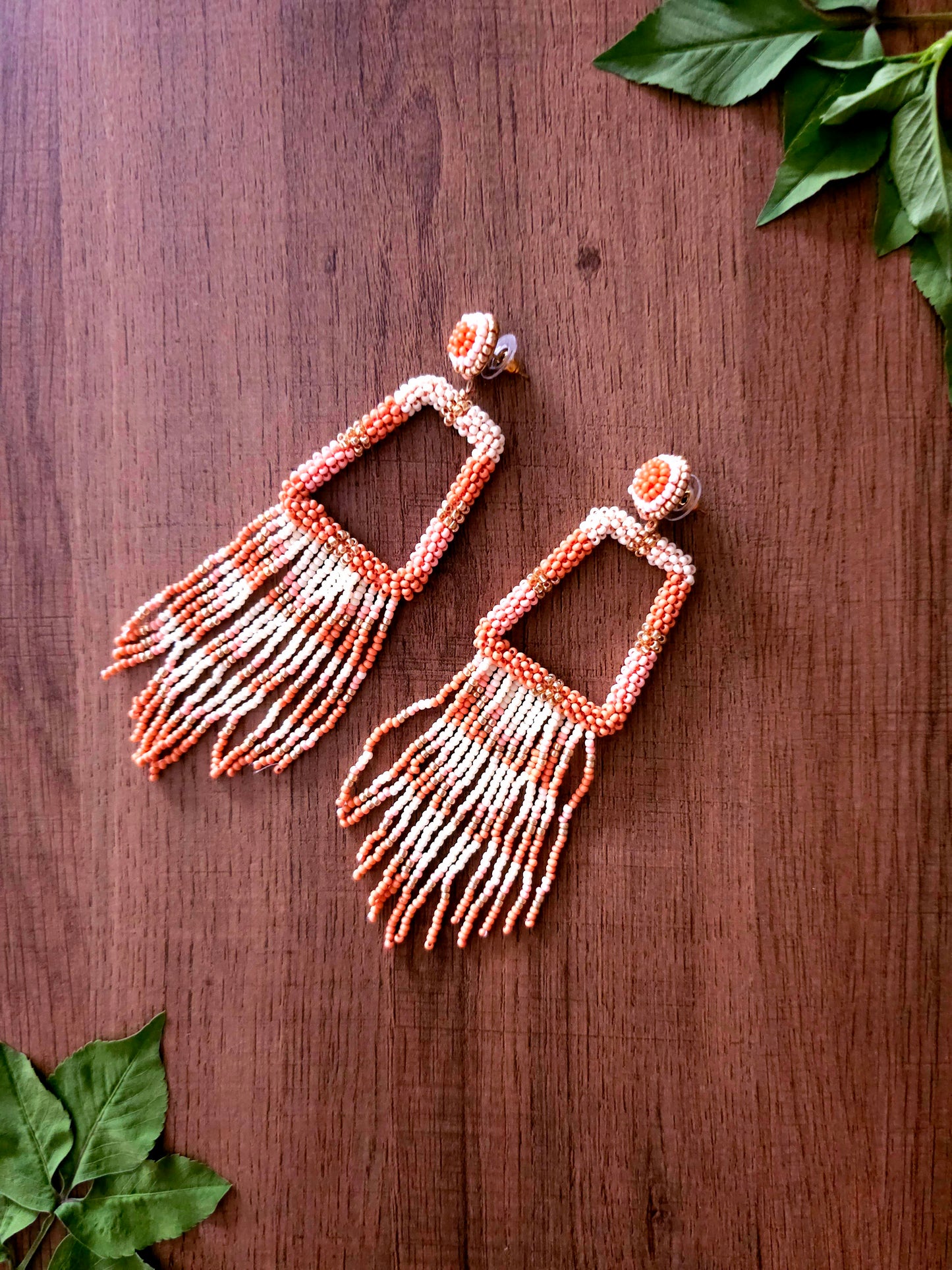 Desert Sunset Earrings with Cascading Fringe and Beadwork