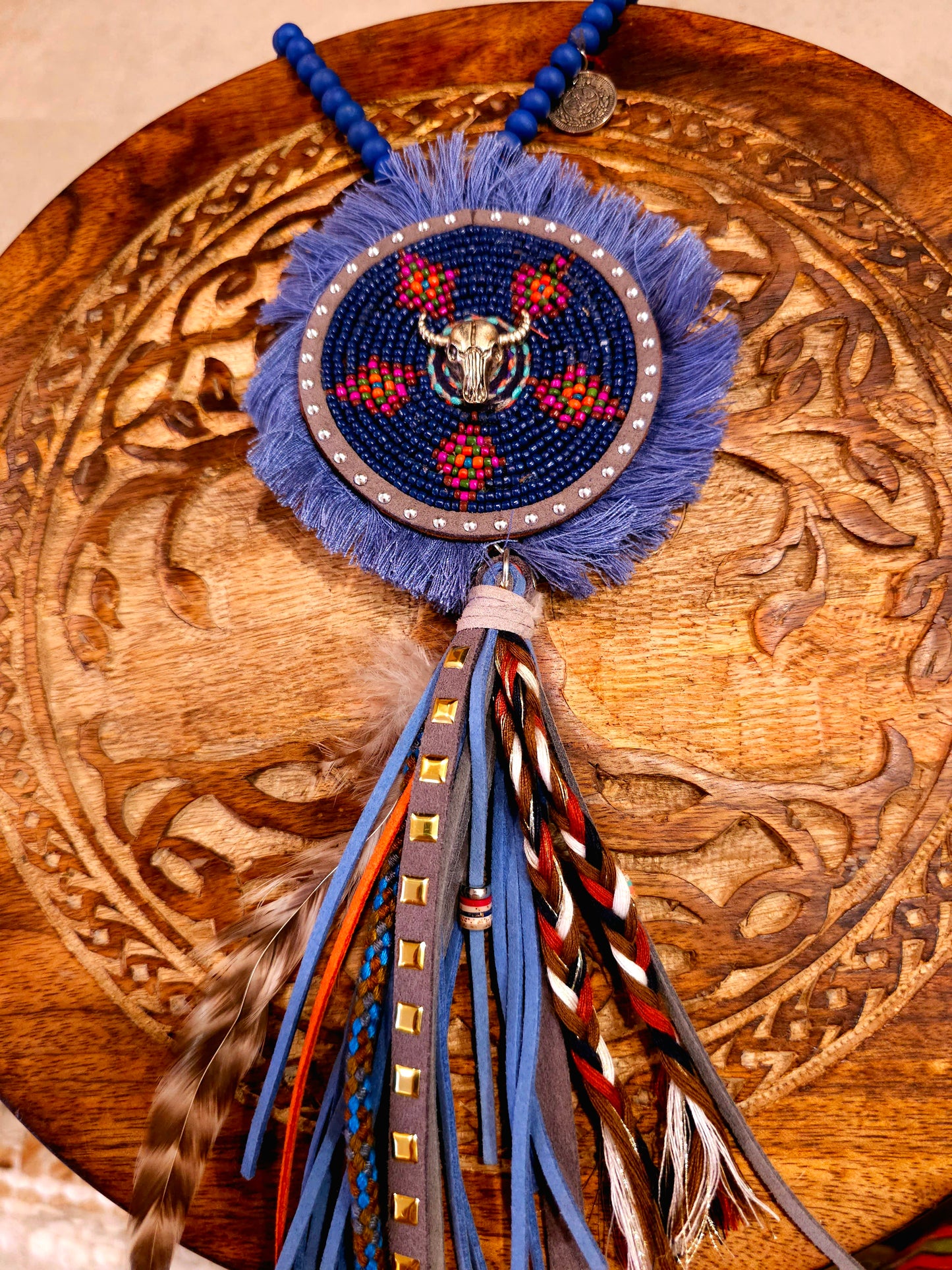 Majestic Splendor Necklace with Beaded Pendant and Tassels