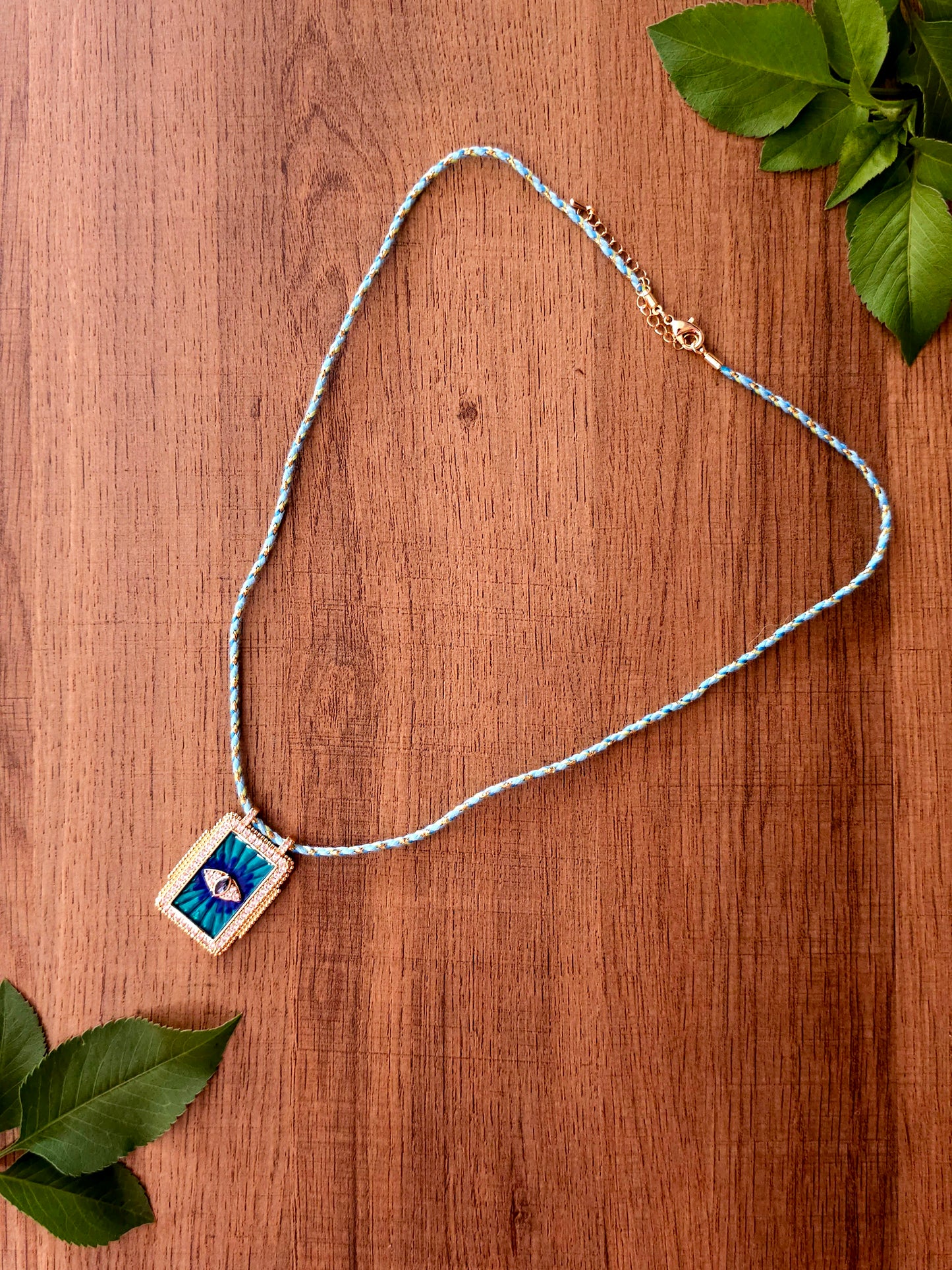 Oceanic Eye Necklace with Eye Pendant and Blue Beads