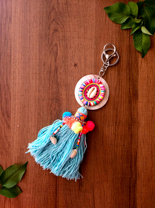 Tropical Breeze Keychain with Colorful Tassel