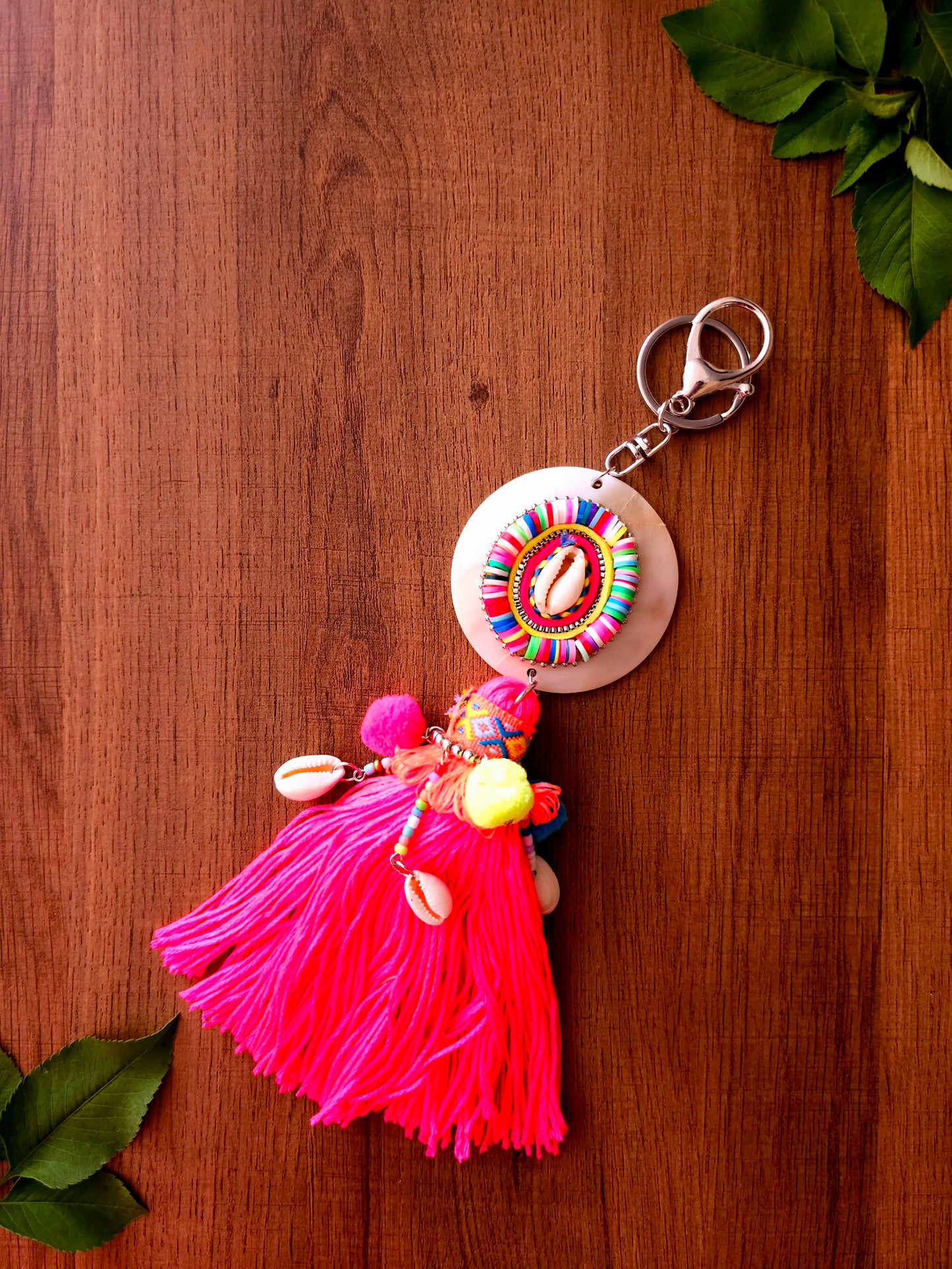 Tropical Breeze Keychain with Colorful Tassel