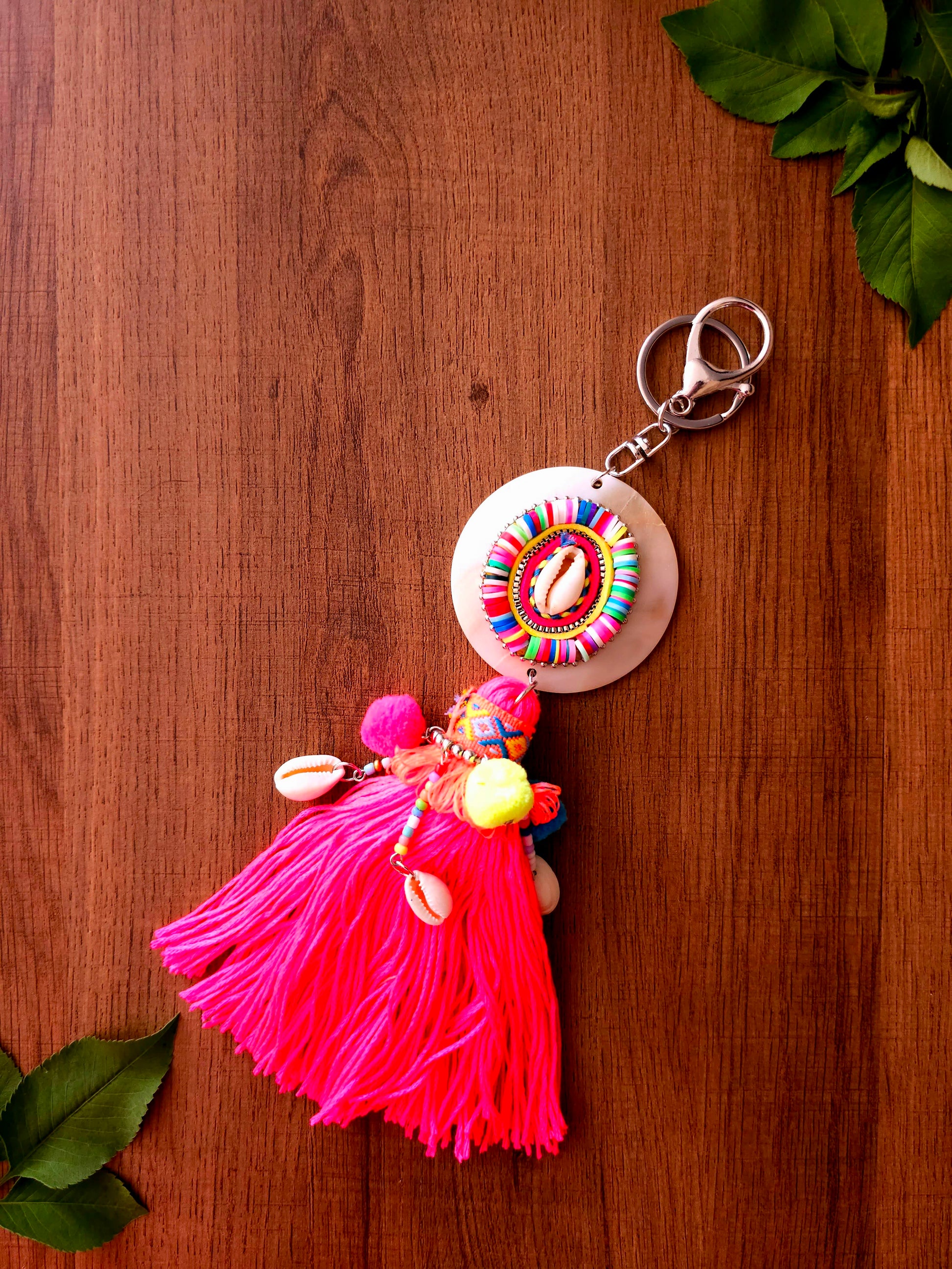 Tropical Breeze Keychain with Colorful Tassel