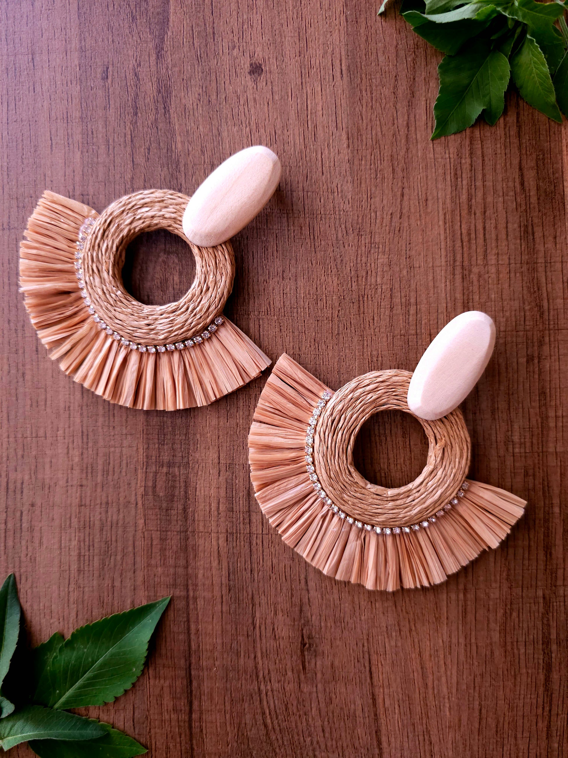 Savanna Spirit Earrings with Woven Design and Fringed Fibers