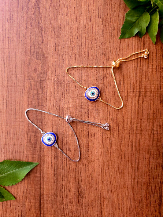 Evil Eye Protector Bracelet with Charm and Adjustable Band