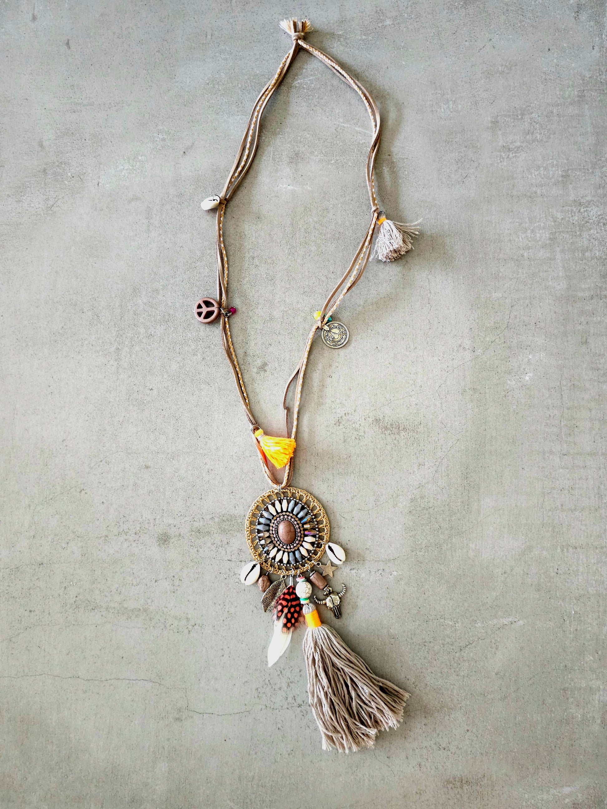 Boho Desert Necklace featuring Seashells and Tassels