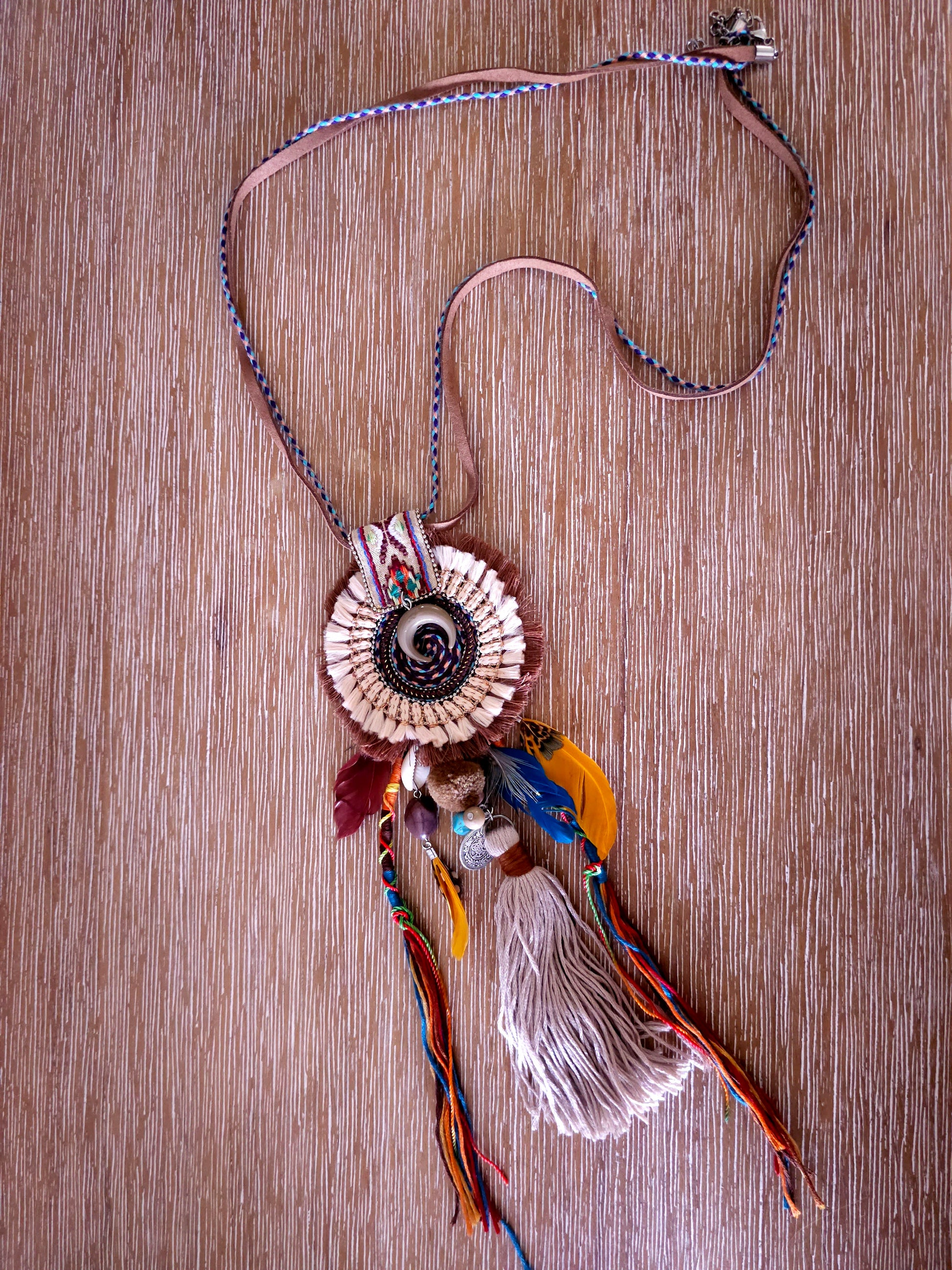 Soul Feather Necklace with Vibrant Feathers and Beads