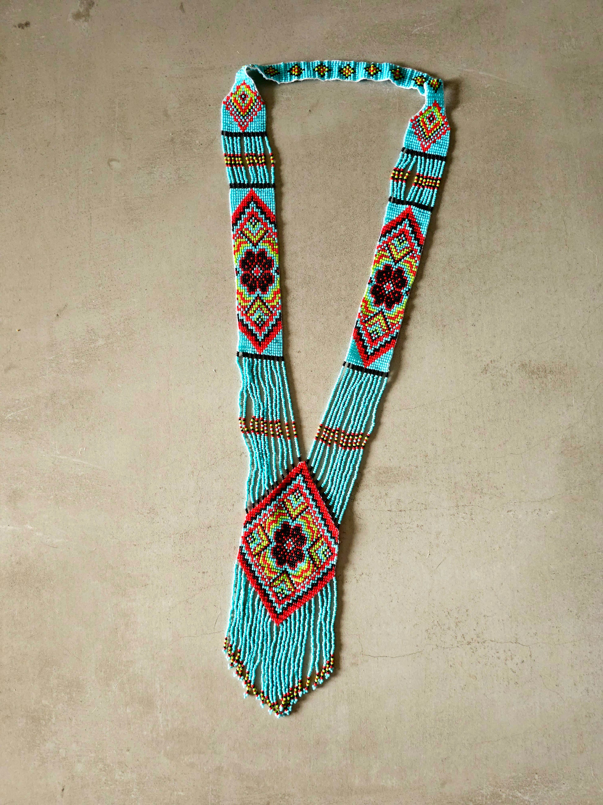 Ocean Blossom Necklace with Floral and Geometric Patterns