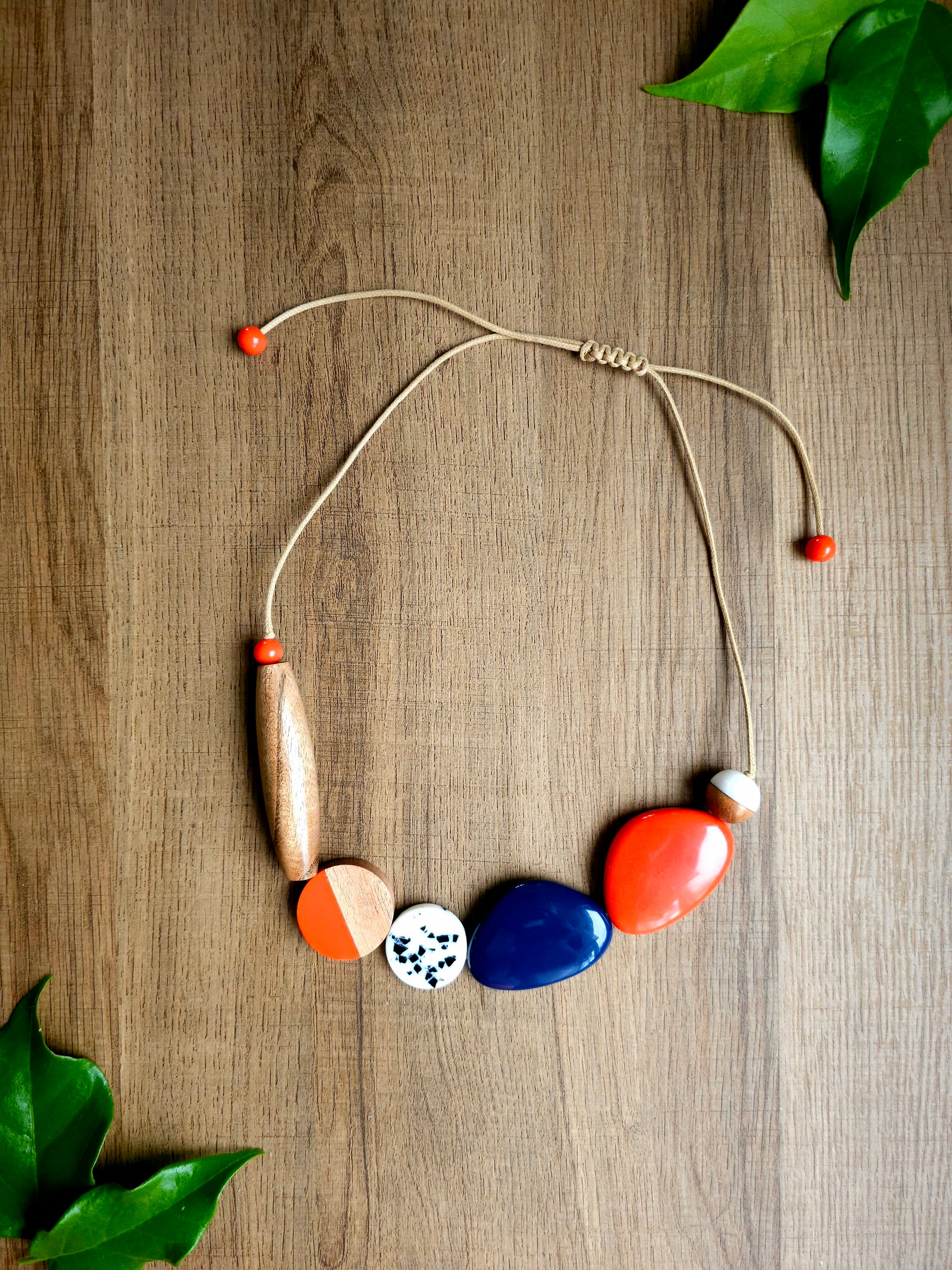 Terra Luxe Necklace with Wooden and Resin Elements