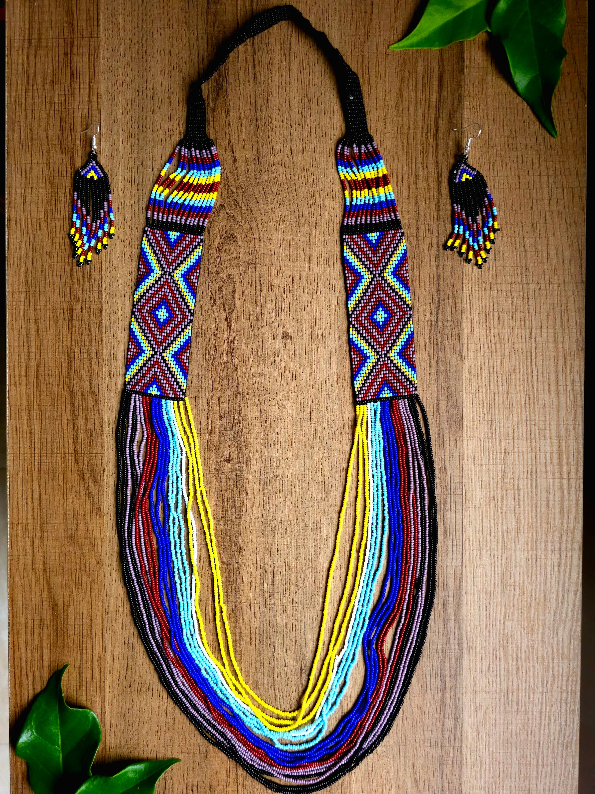 Mystic Horizon Set with Colorful Beaded Necklace and Earrings