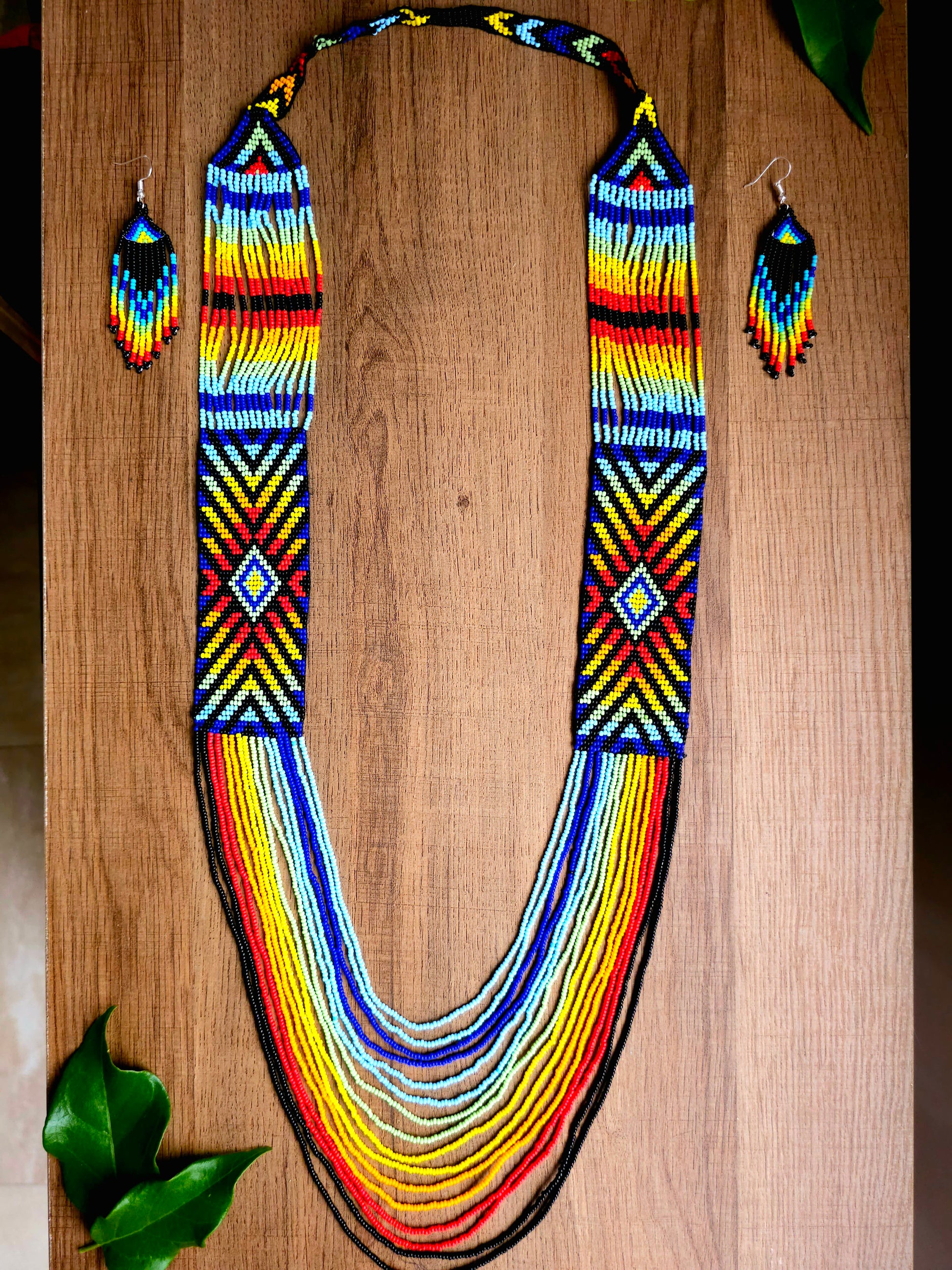 Radiant Eclipse Set with Multicolored Handcrafted Beads