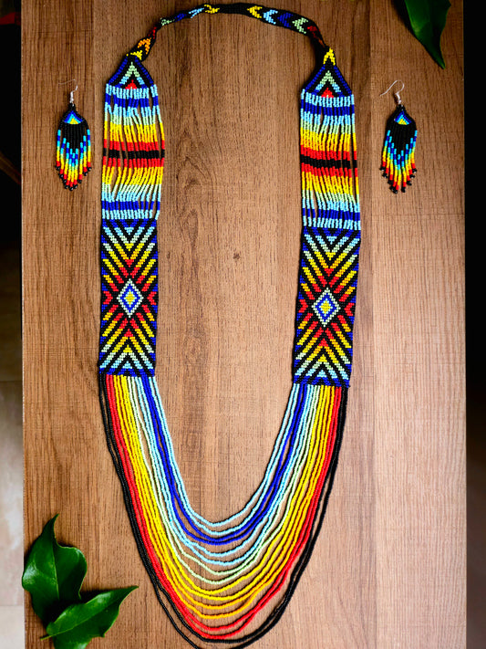 Radiant Eclipse Set with Multicolored Handcrafted Beads