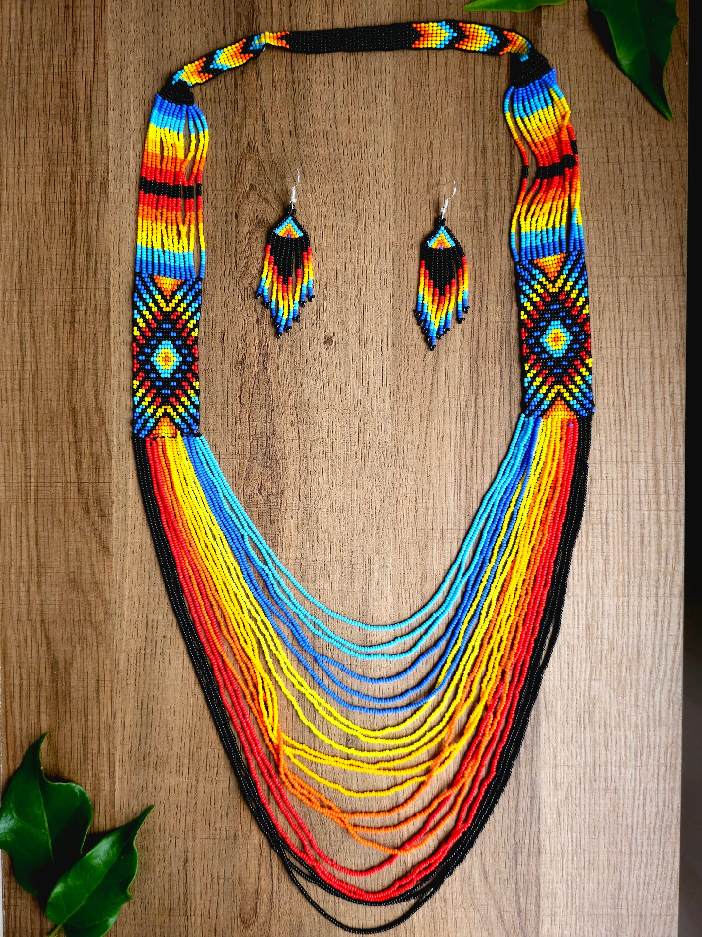 Fire and Sky Set Necklace and Earrings in Bold Colors