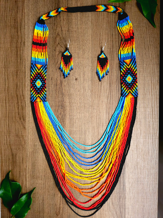 Fire and Sky Set Necklace and Earrings in Bold Colors