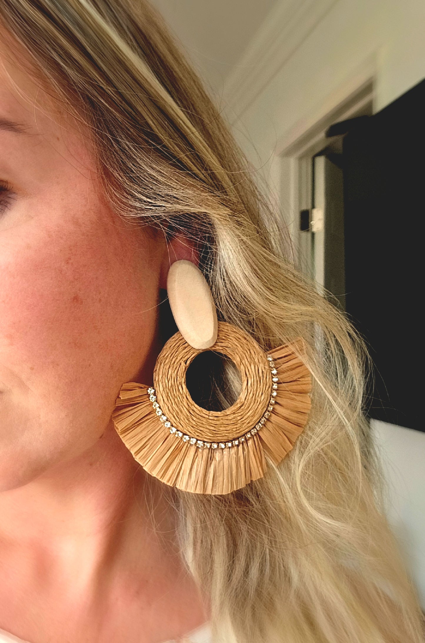 Savanna Spirit Earrings with Woven Design and Fringed Fibers