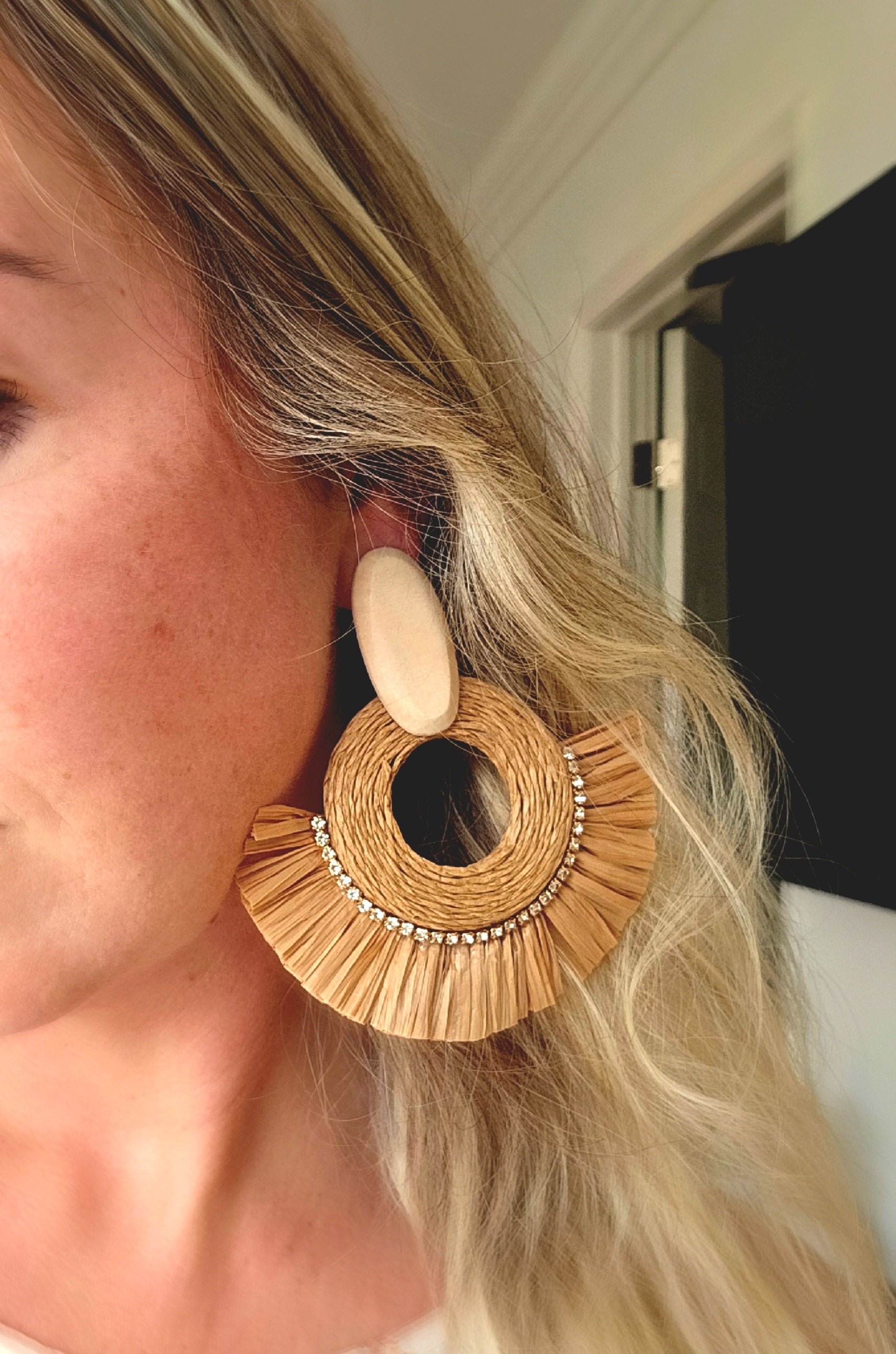 Savanna Spirit Earrings with Woven Design and Fringed Fibers