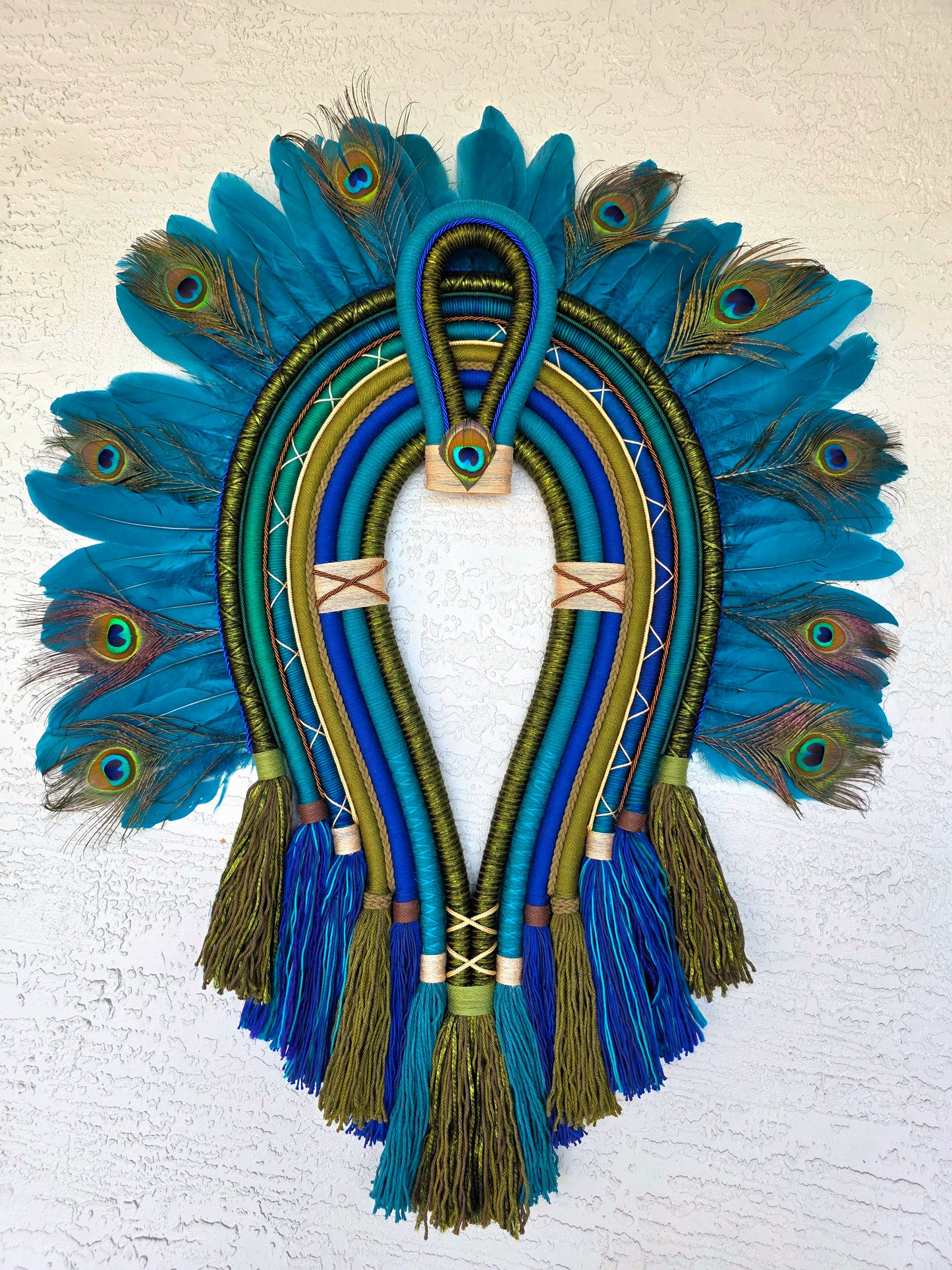 Peacock Spirit © Textile Cocar Wall Art - Size M