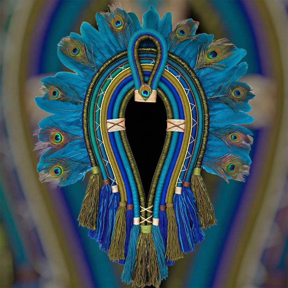 Peacock Spirit © Textile Cocar Wall Art - Size M