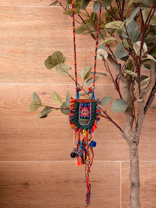 Bohemian Tribal Statement Necklace with Colorful Beads