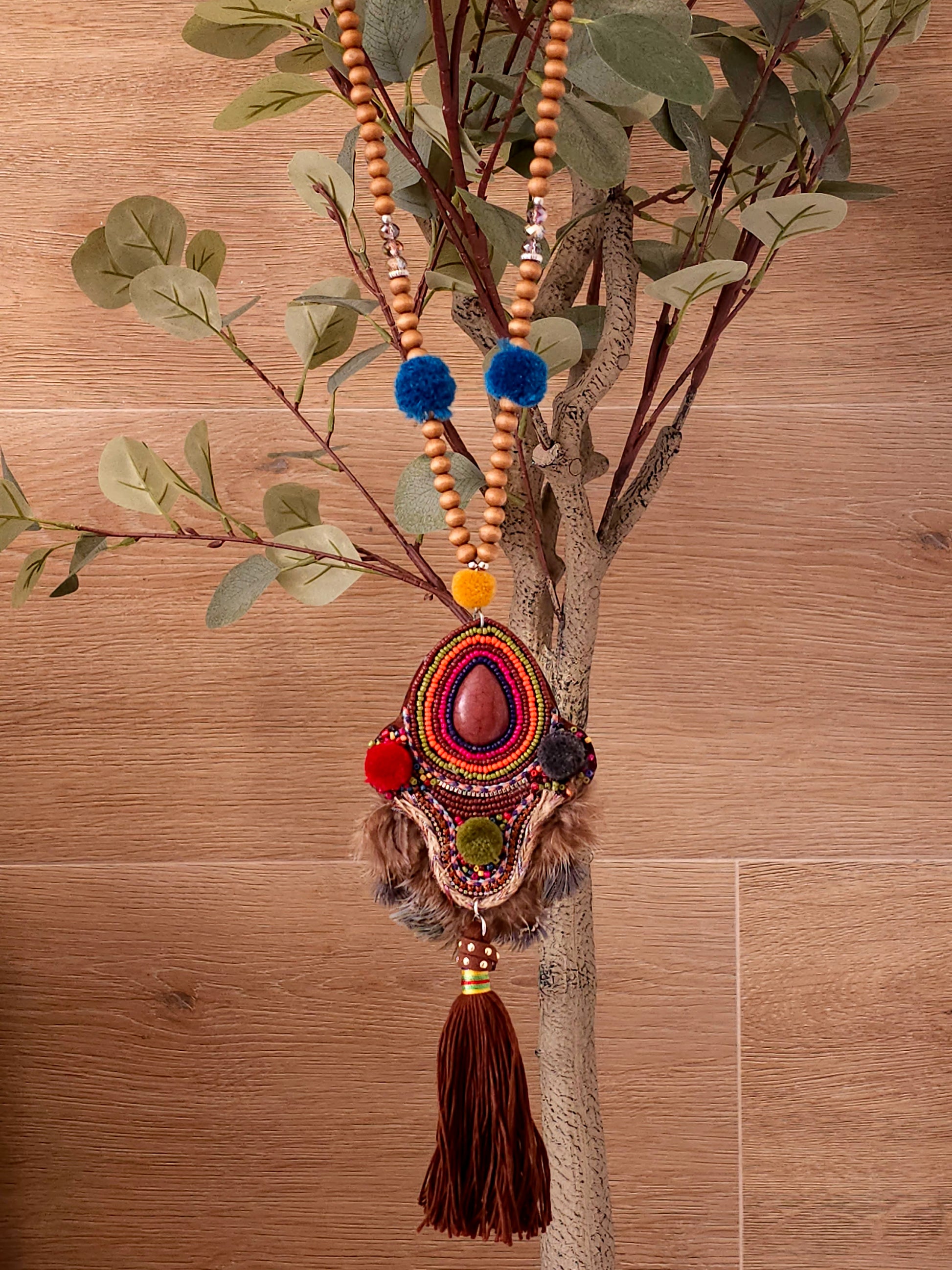 Bohemian Spirit Necklace with Colorful Beaded Pendant