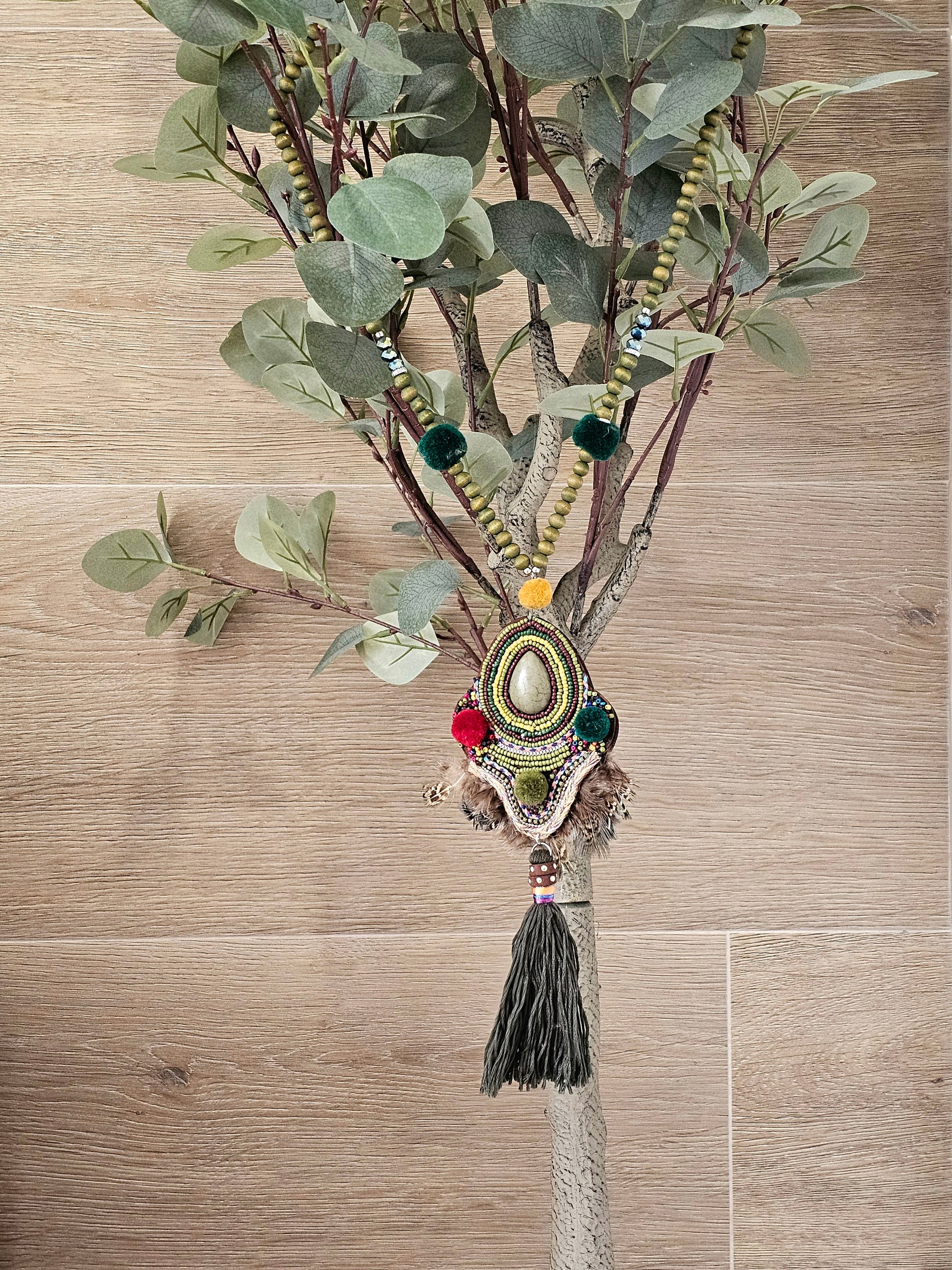 Bohemian Spirit Green Necklace with Teardrop Pendant