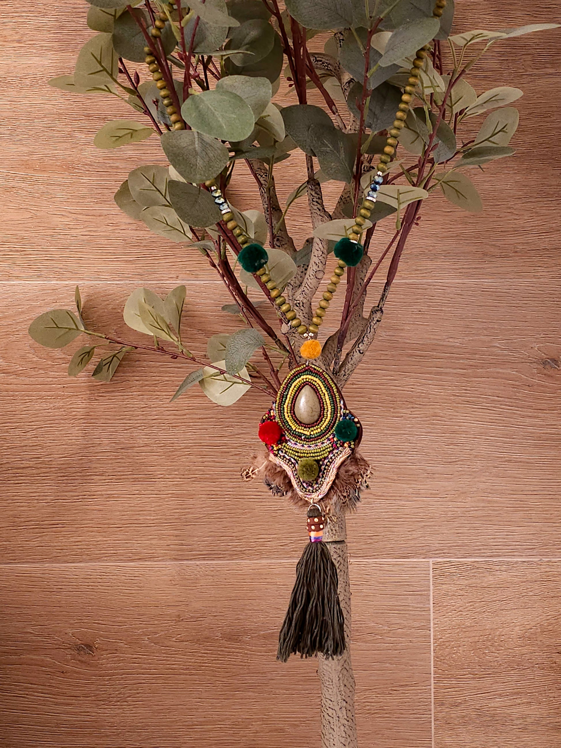 Bohemian Spirit Green Necklace with Teardrop Pendant