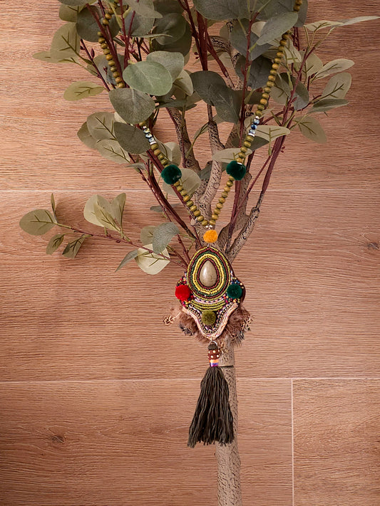 Bohemian Spirit Green Necklace with Teardrop Pendant