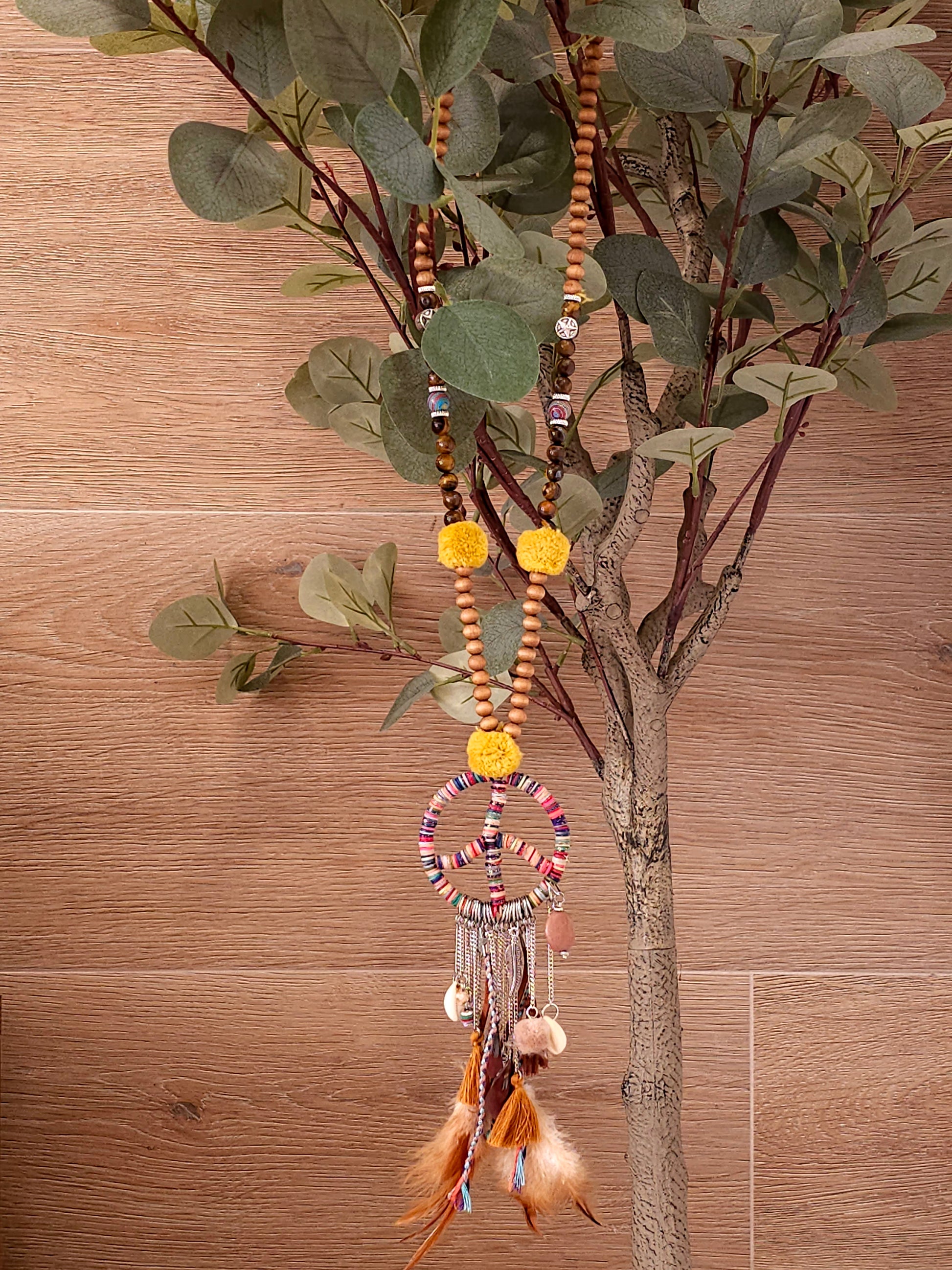 Bohemian Love and Peace Necklace with Multicolored Charms