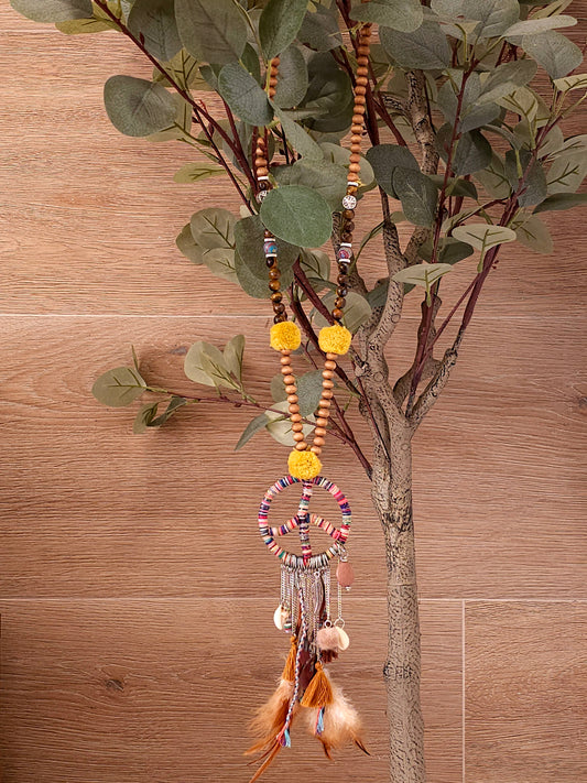 Bohemian Love and Peace Necklace with Multicolored Charms