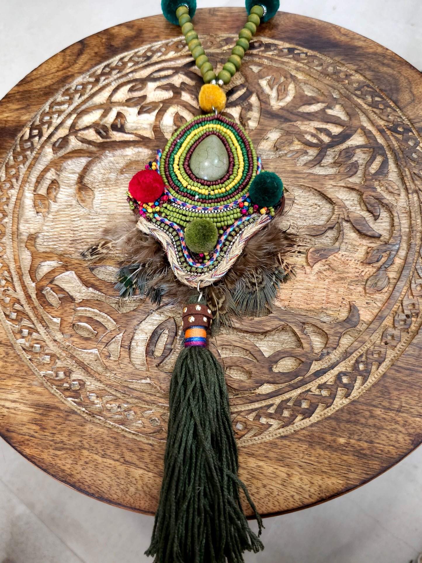 Bohemian Spirit Green Necklace with Teardrop Pendant